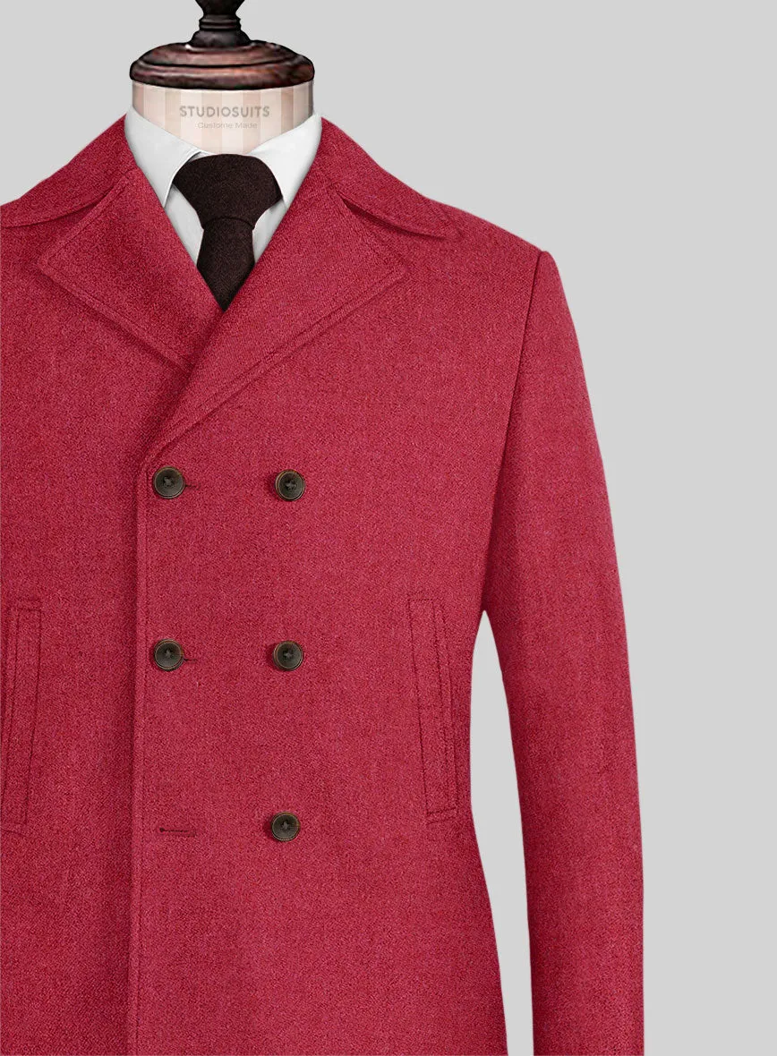 Naples Coral Pink Tweed Pea Coat