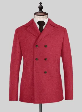 Naples Coral Pink Tweed Pea Coat