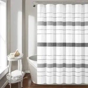 New - 72"x72" Chic Striped Yarn Dyed Eco Friendly Recycled Cotton Shower Curtain Gray - Lush Décor