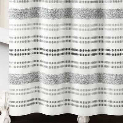 New - 72"x72" Modern Tufted Striped Woven Yarn Dyed Eco Friendly Recycled Cotton Shower Curtain Gray - Lush Décor