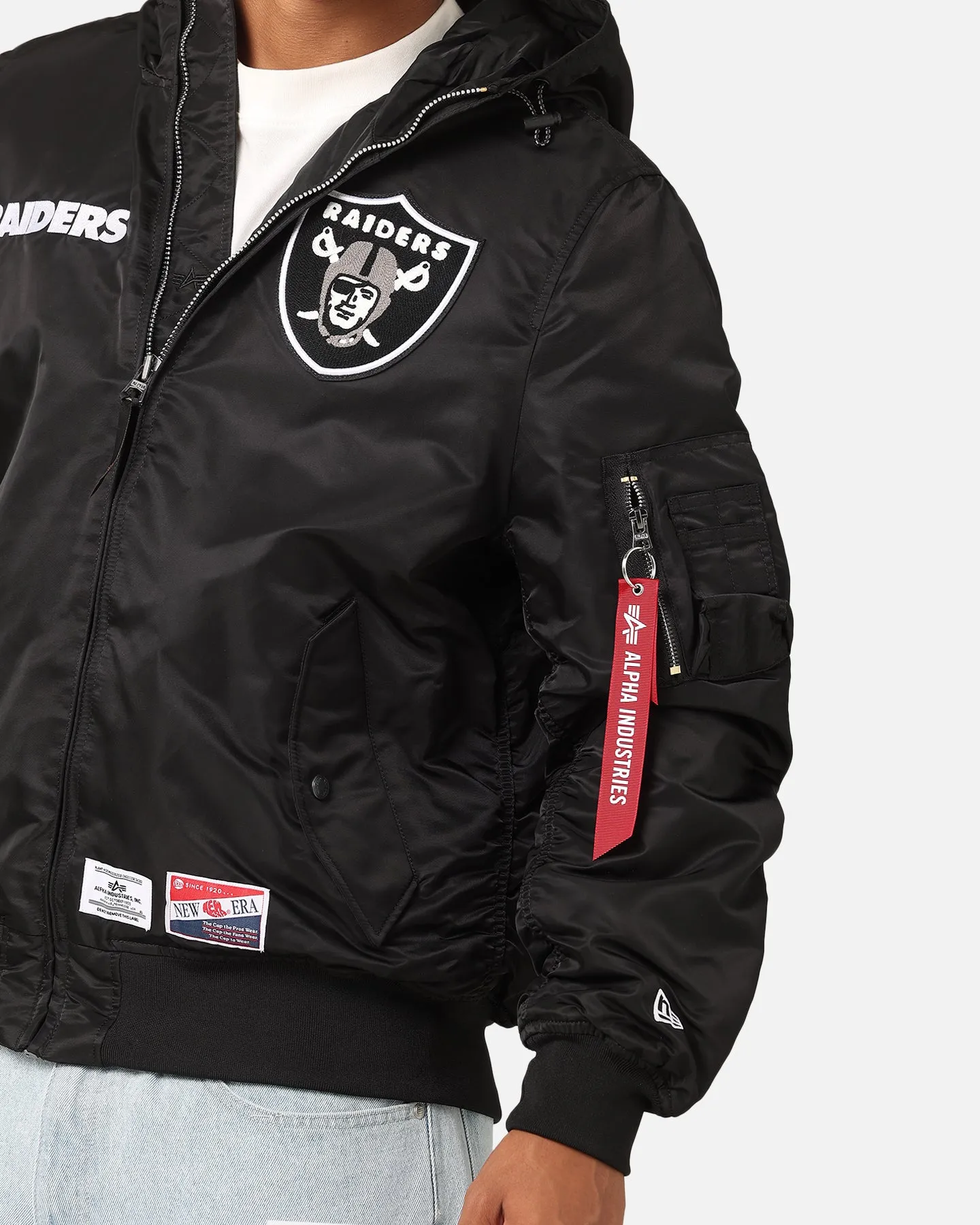 New Era Las Vegas Raiders Alpha Industries L-2B Hooded Bomber Jacket Black