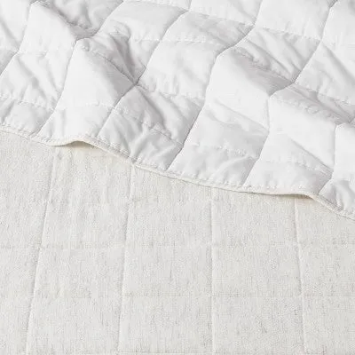 New - King Space Dyed Cotton Linen Quilt Light Gray - Threshold