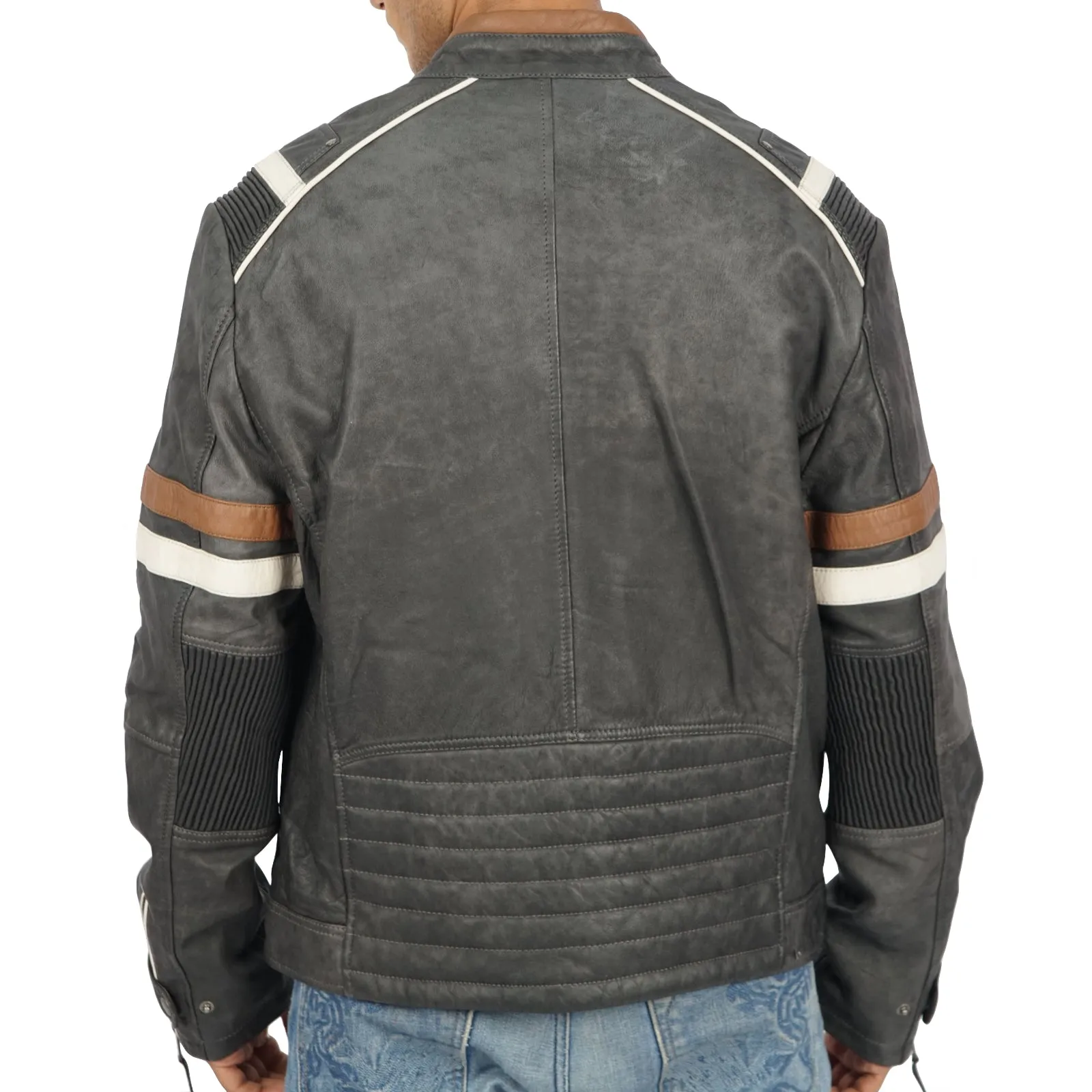 Noah Bomber Grey Biker Leather Jacket