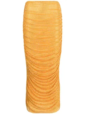 Orange Hotfix Mesh Midi Skirt