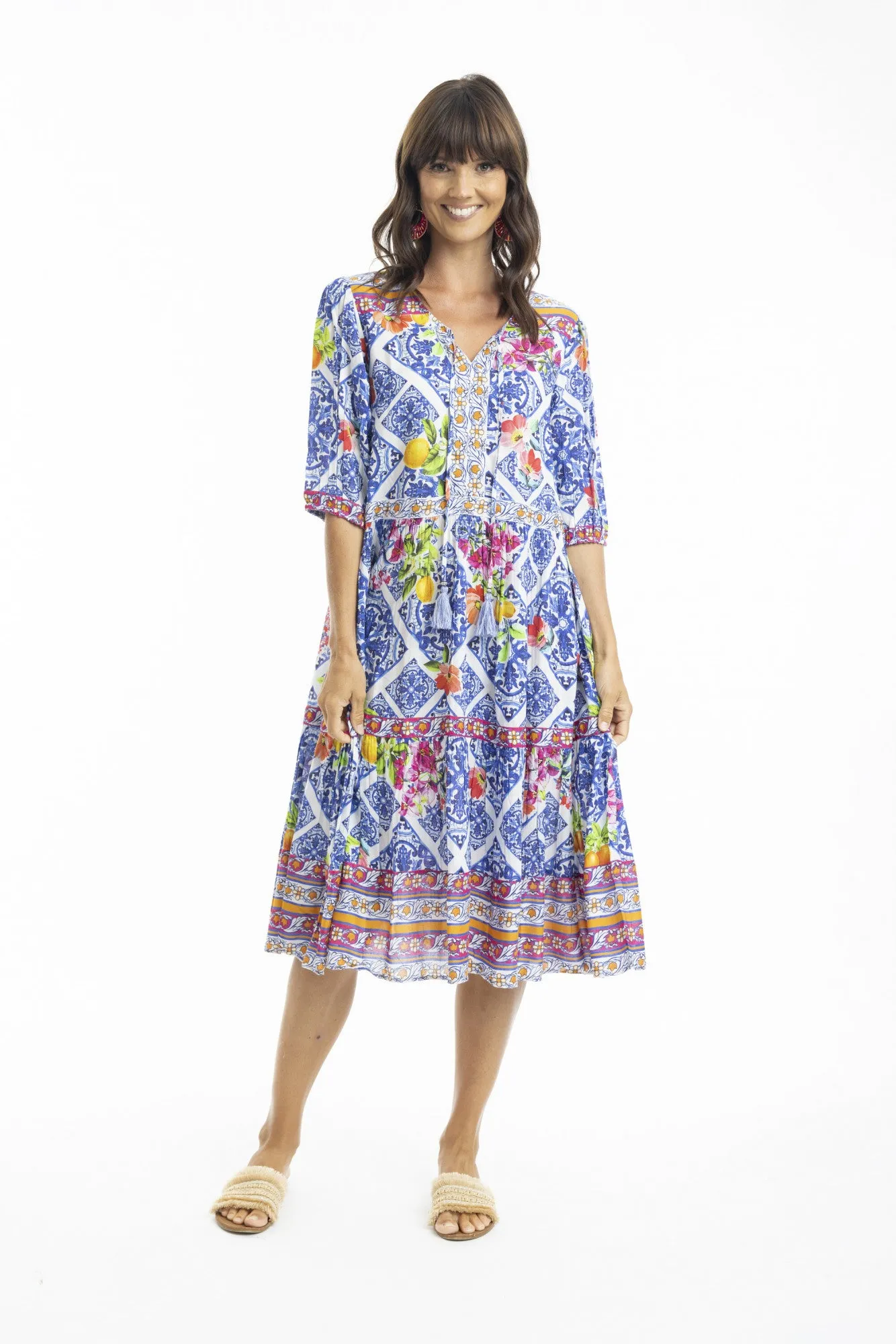 Orientique - Lilah Boho 3/4 Sleeve Dress