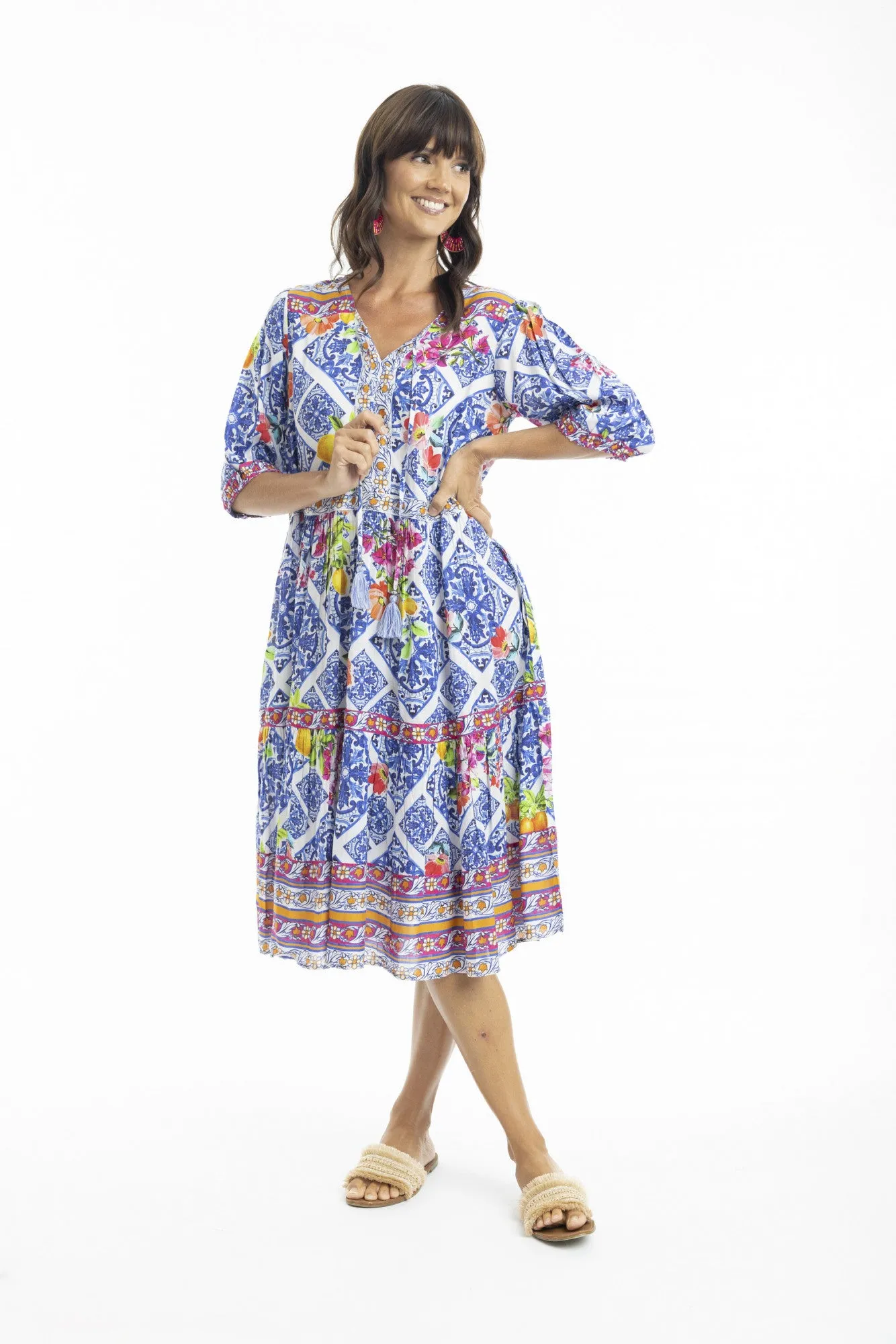 Orientique - Lilah Boho 3/4 Sleeve Dress