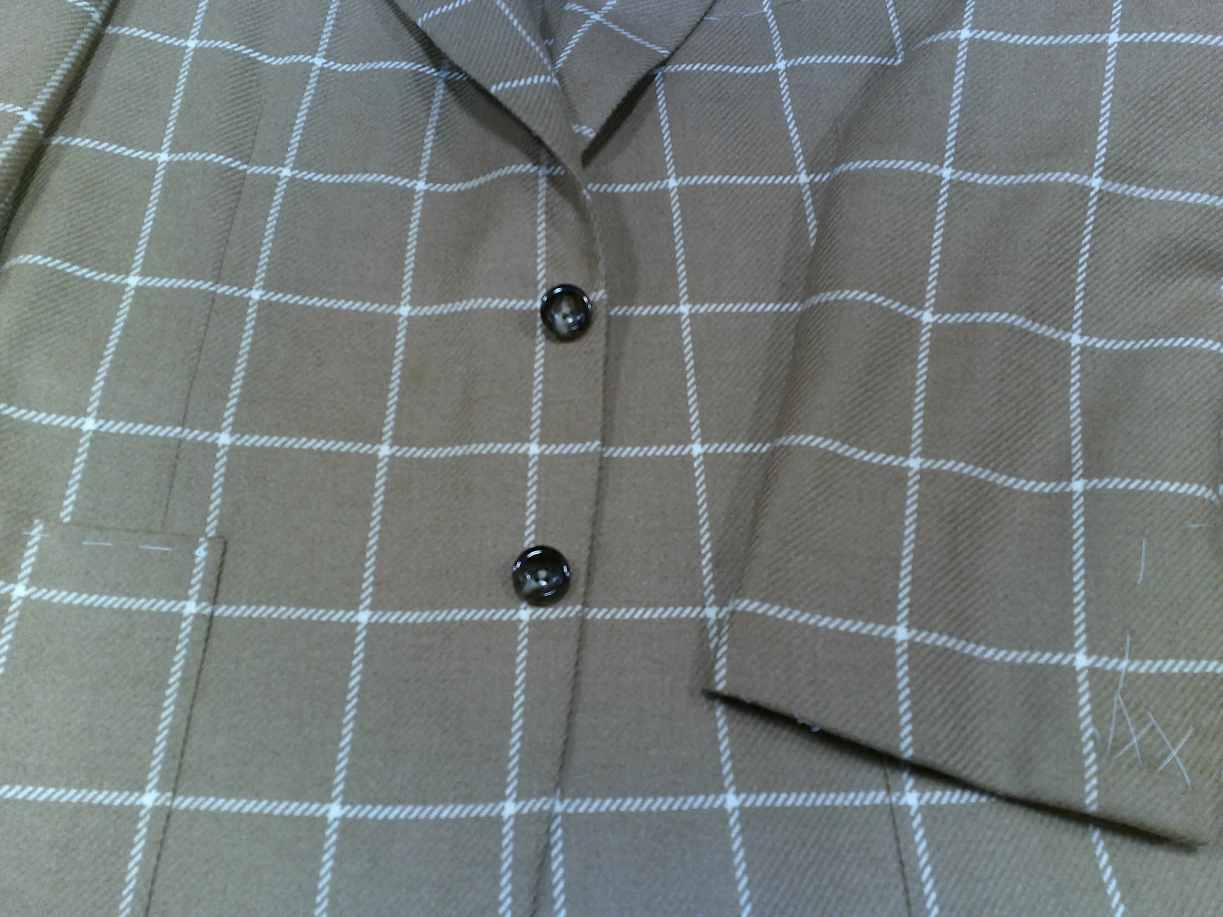 Oxxford Clothes Tan/Cream Windowpane Baby Camelhair Jacket