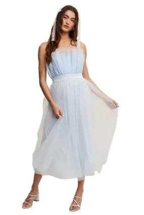 Paper Bag Frill Tulle Maxi Dress