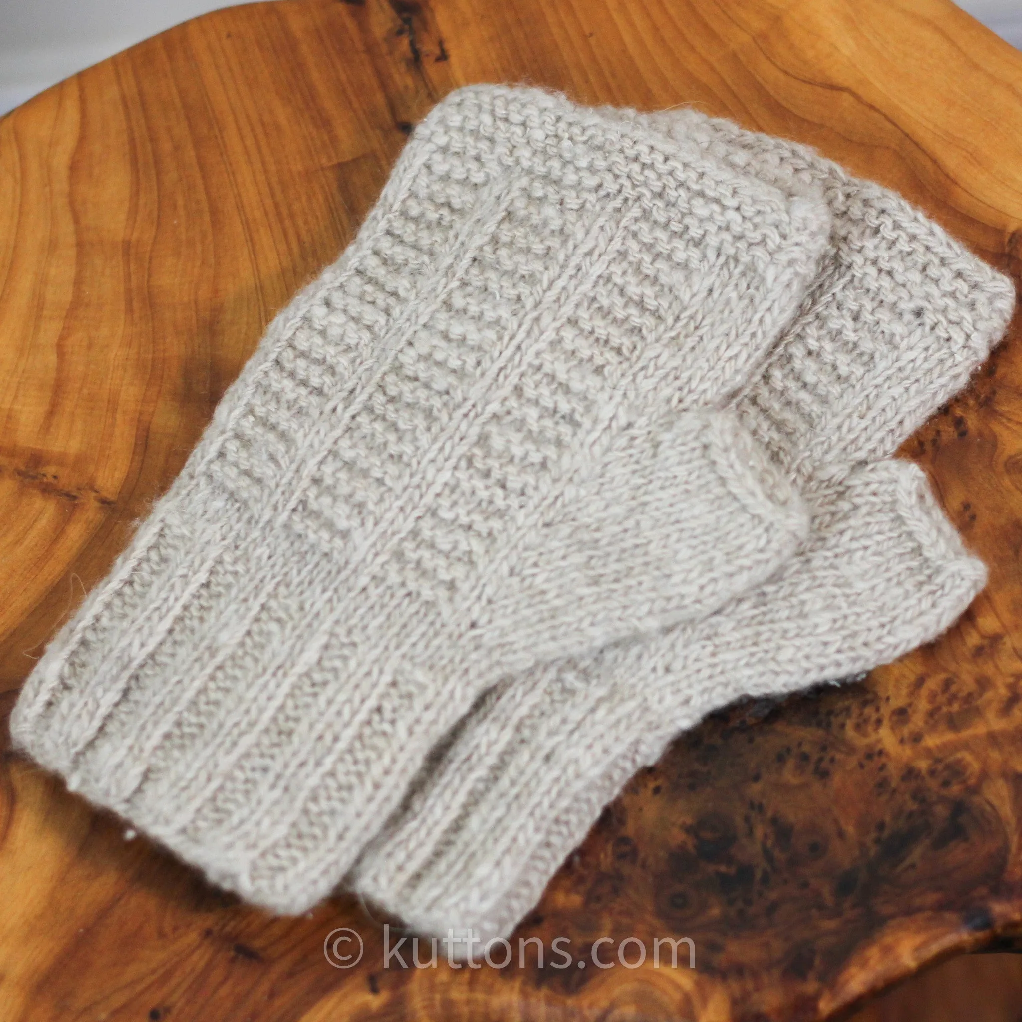 Pashmina Cashmere Fingerless Gloves - Handknit Wristlets, Half Gloves from Ladakh Himalayas | Cream