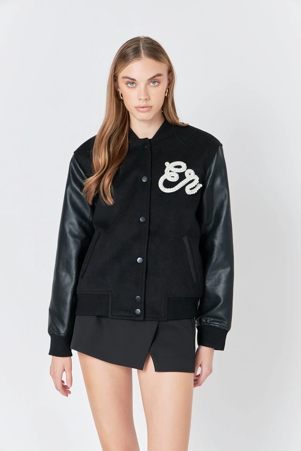 Pearl Trim Bomber Jacket