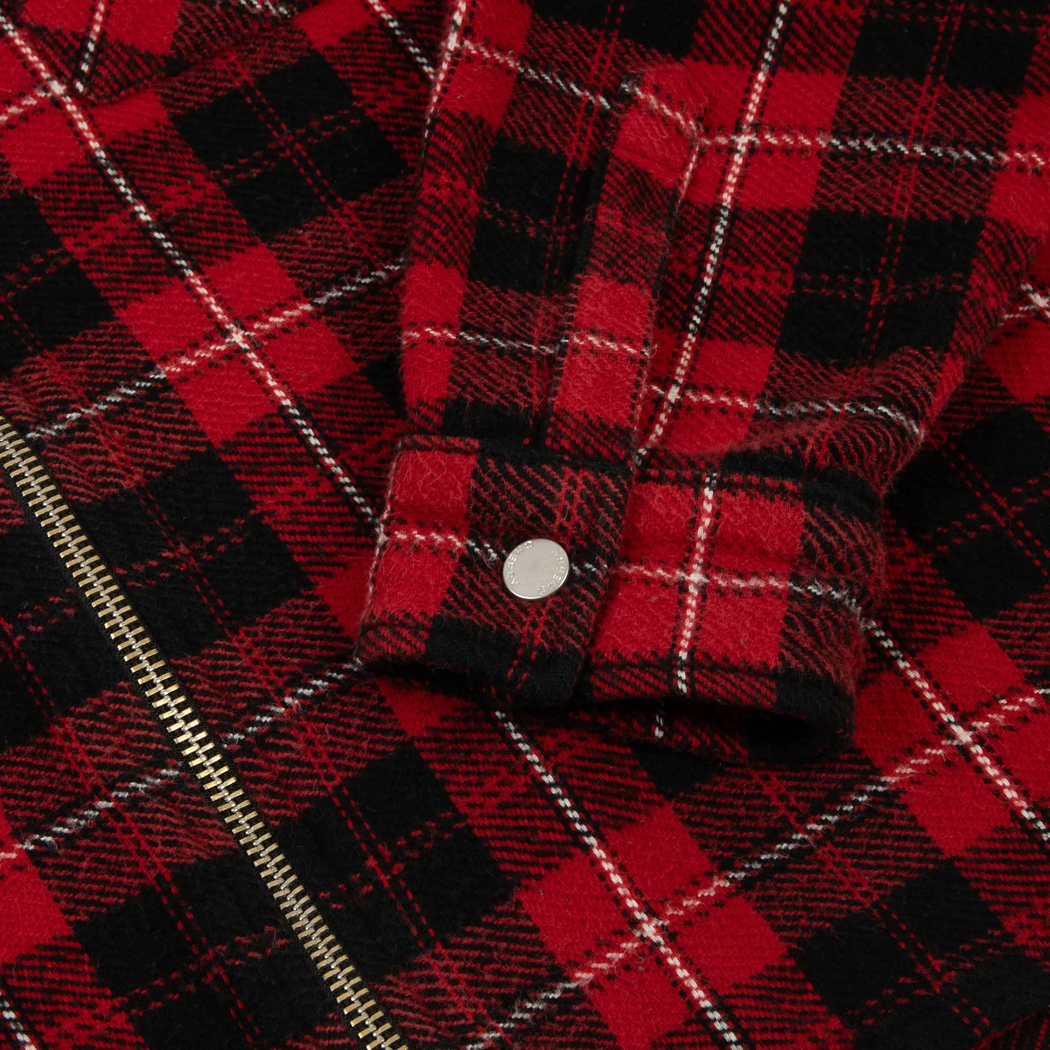 Plaid Zip Shirt Jacket (Red)