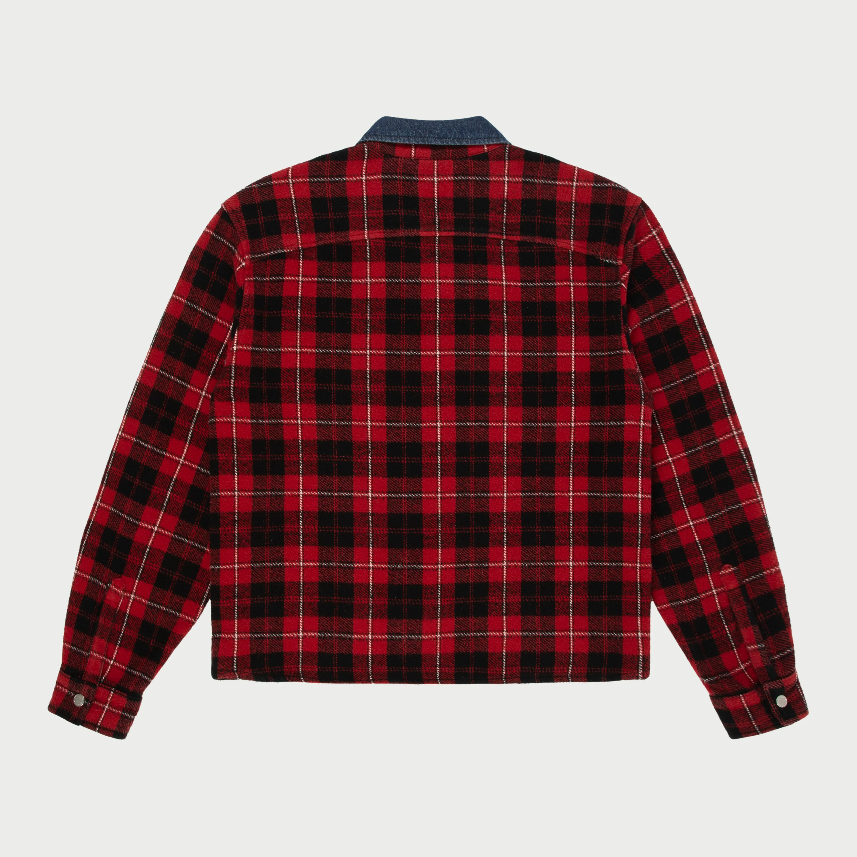 Plaid Zip Shirt Jacket (Red)