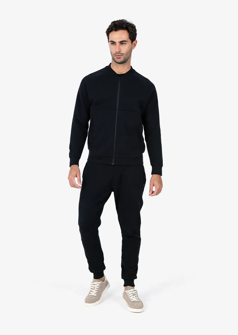 Premium Textured Bomber & Pant Set Black