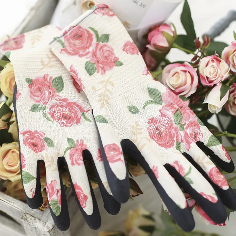 Printed Gardening Gloves Garden Work Digging Soil Picking Vegetables Planting Flowers Rose Cactus Anti-Piercing Anti-Tie Waterproof