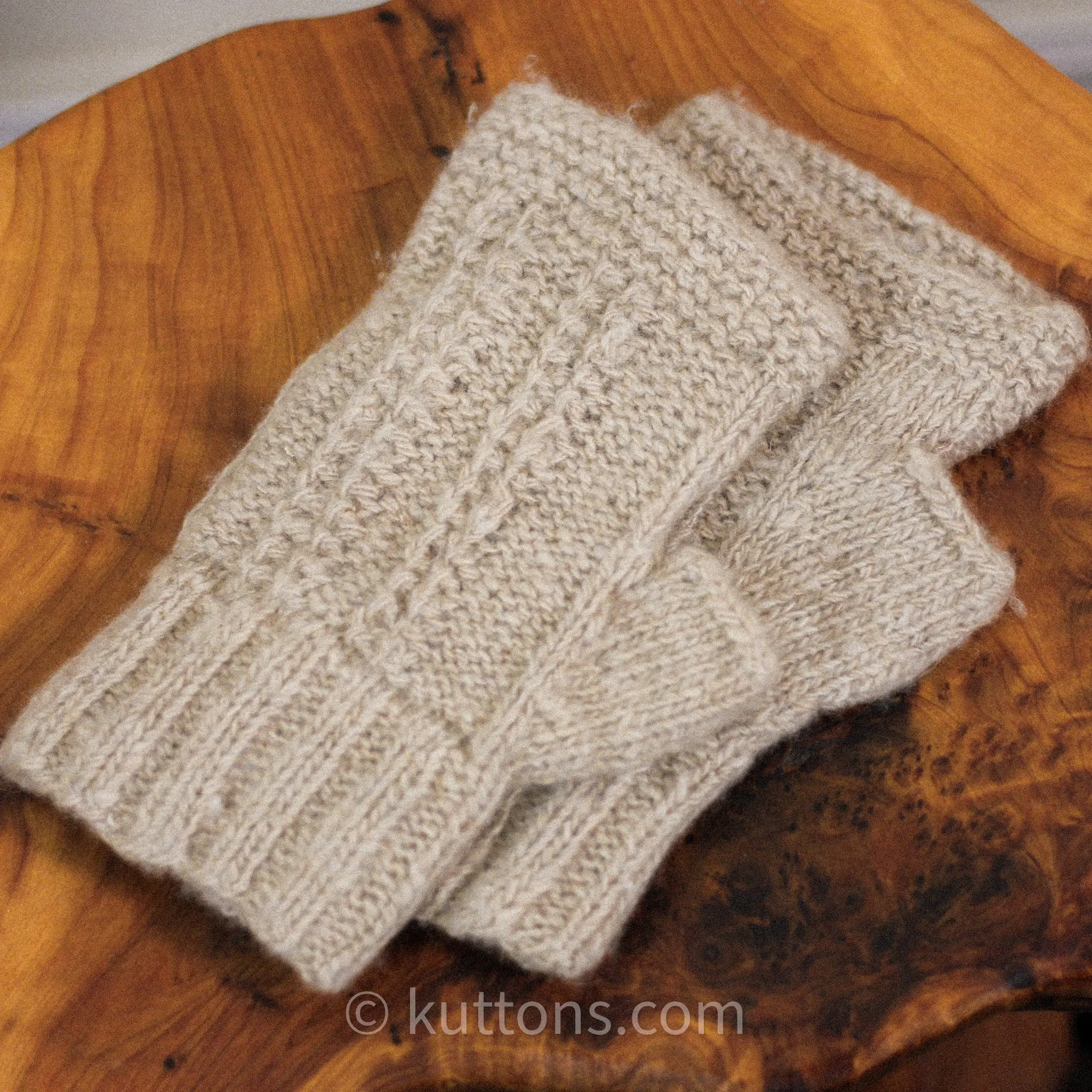 Pure Pashmina Cashmere Fingerless Gloves - Handknit Wristlets, Half Gloves from Ladakh Himalayas | Cream