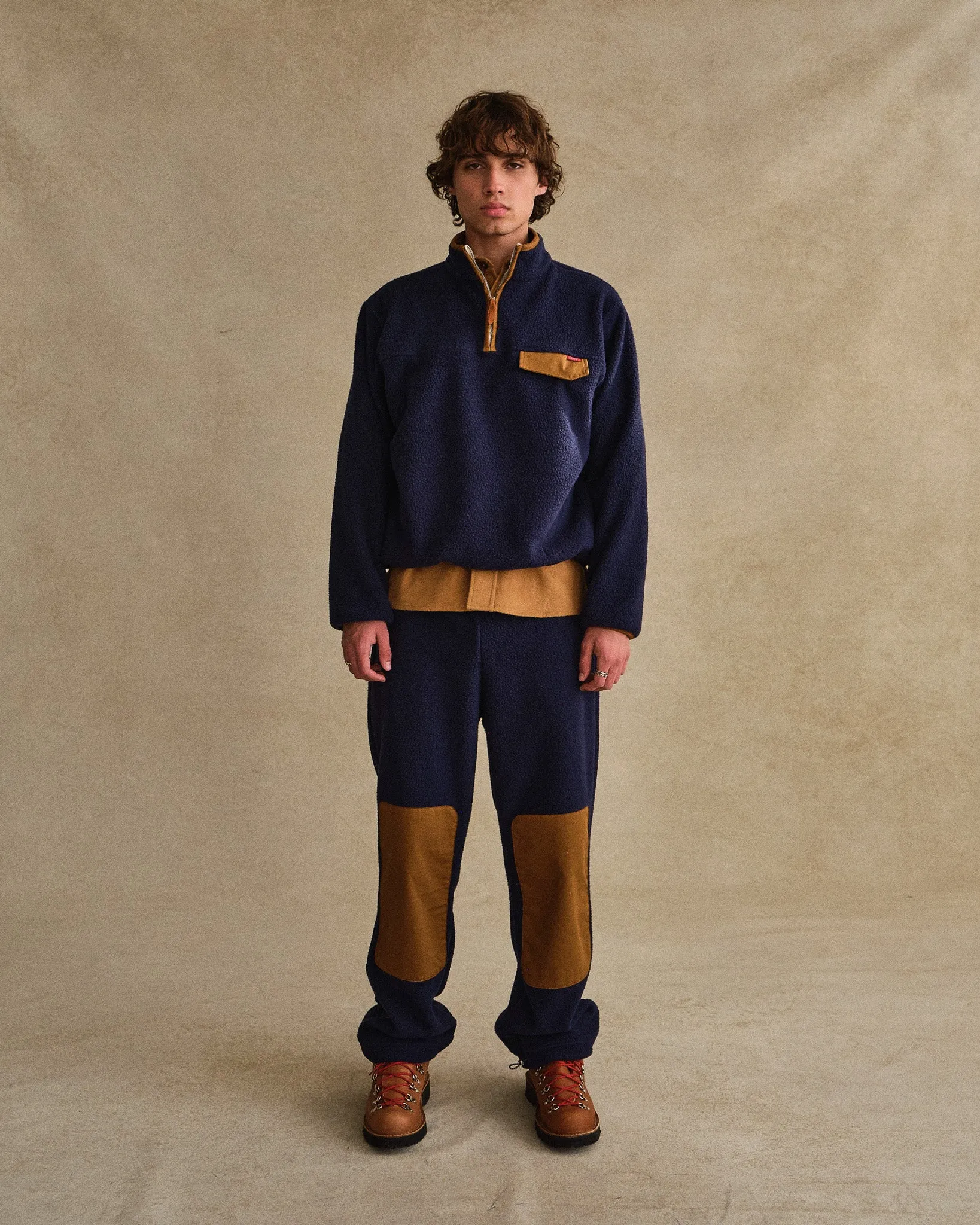 Quarter Zip Sherpa Pullover (Navy)