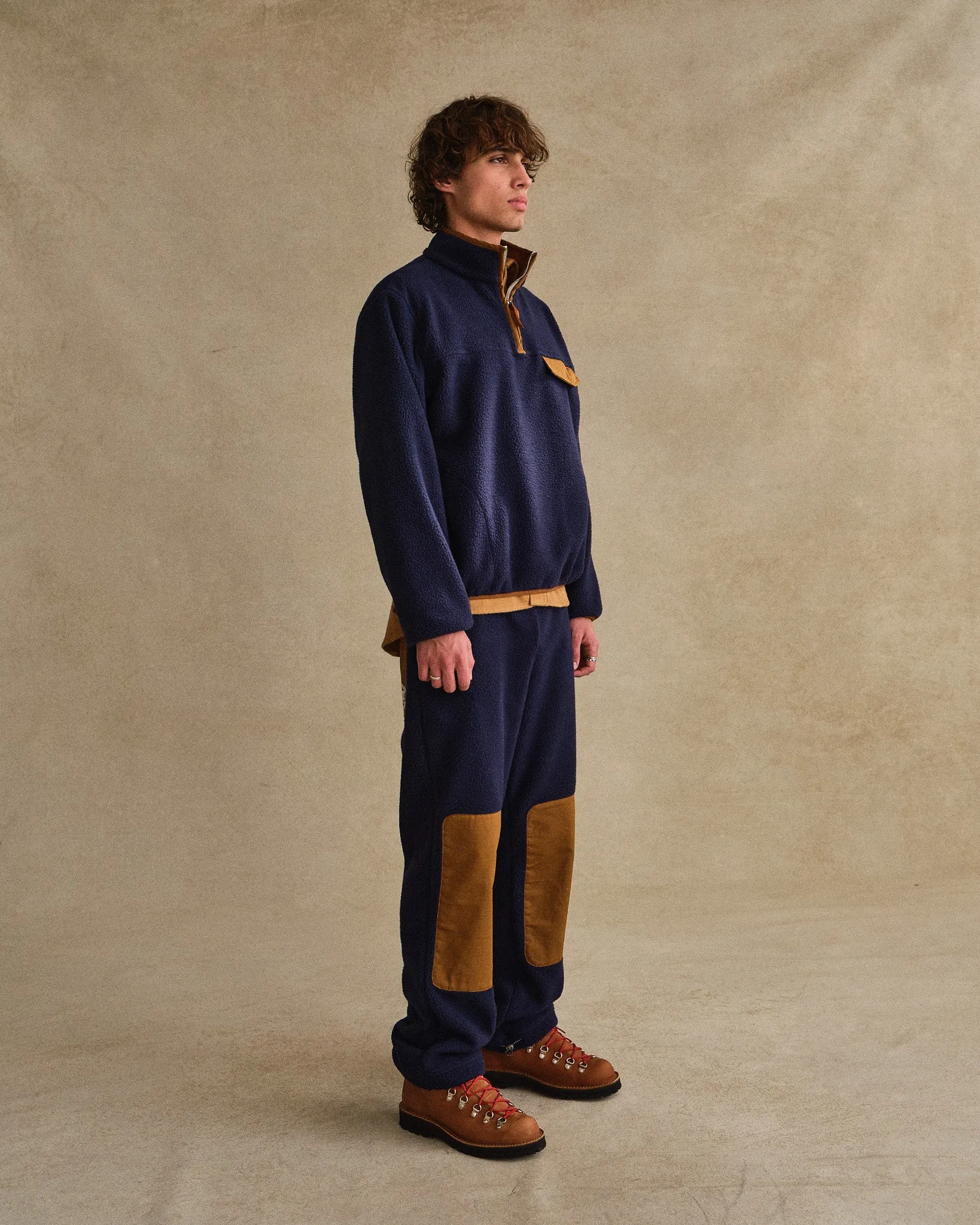 Quarter Zip Sherpa Pullover (Navy)