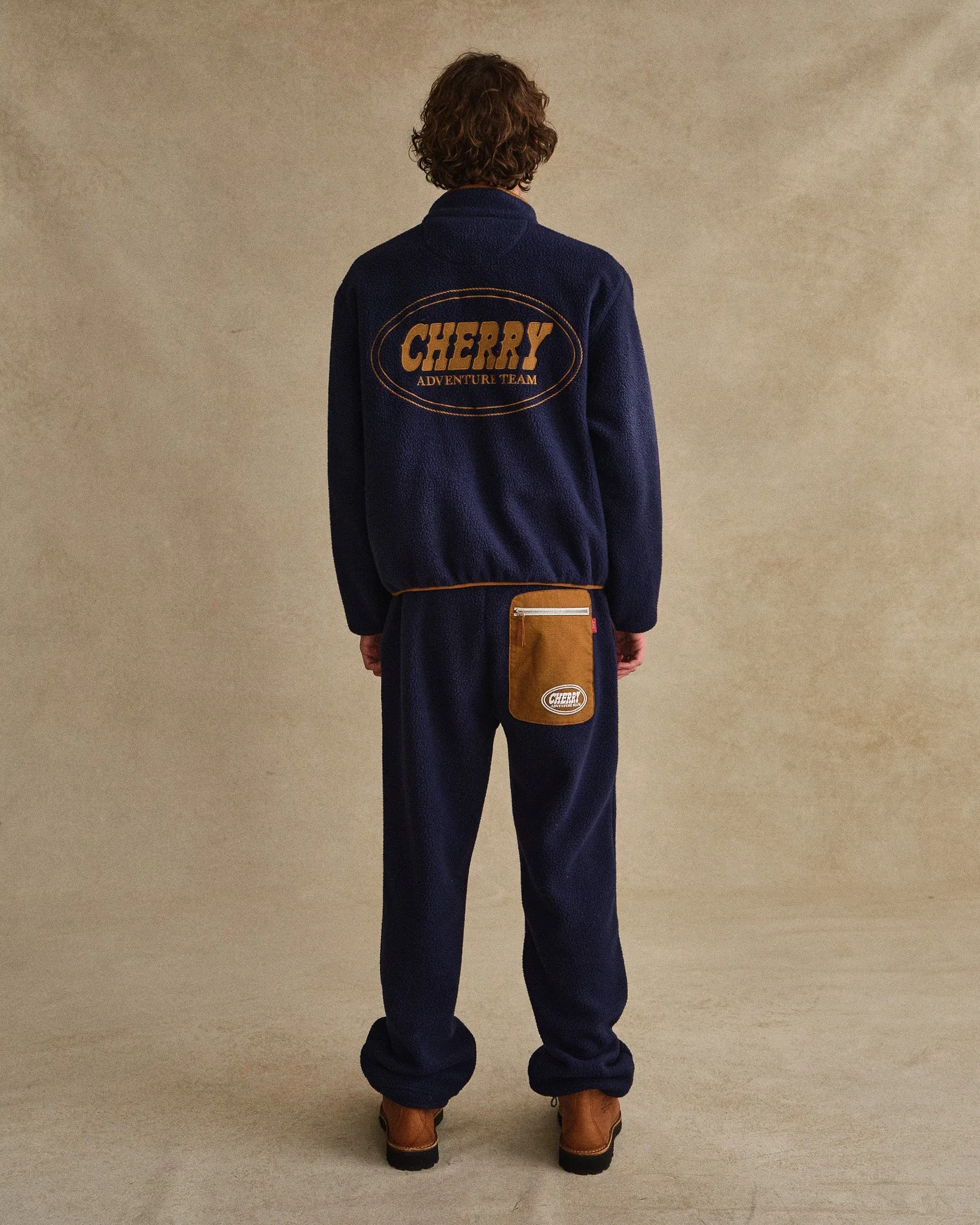 Quarter Zip Sherpa Pullover (Navy)