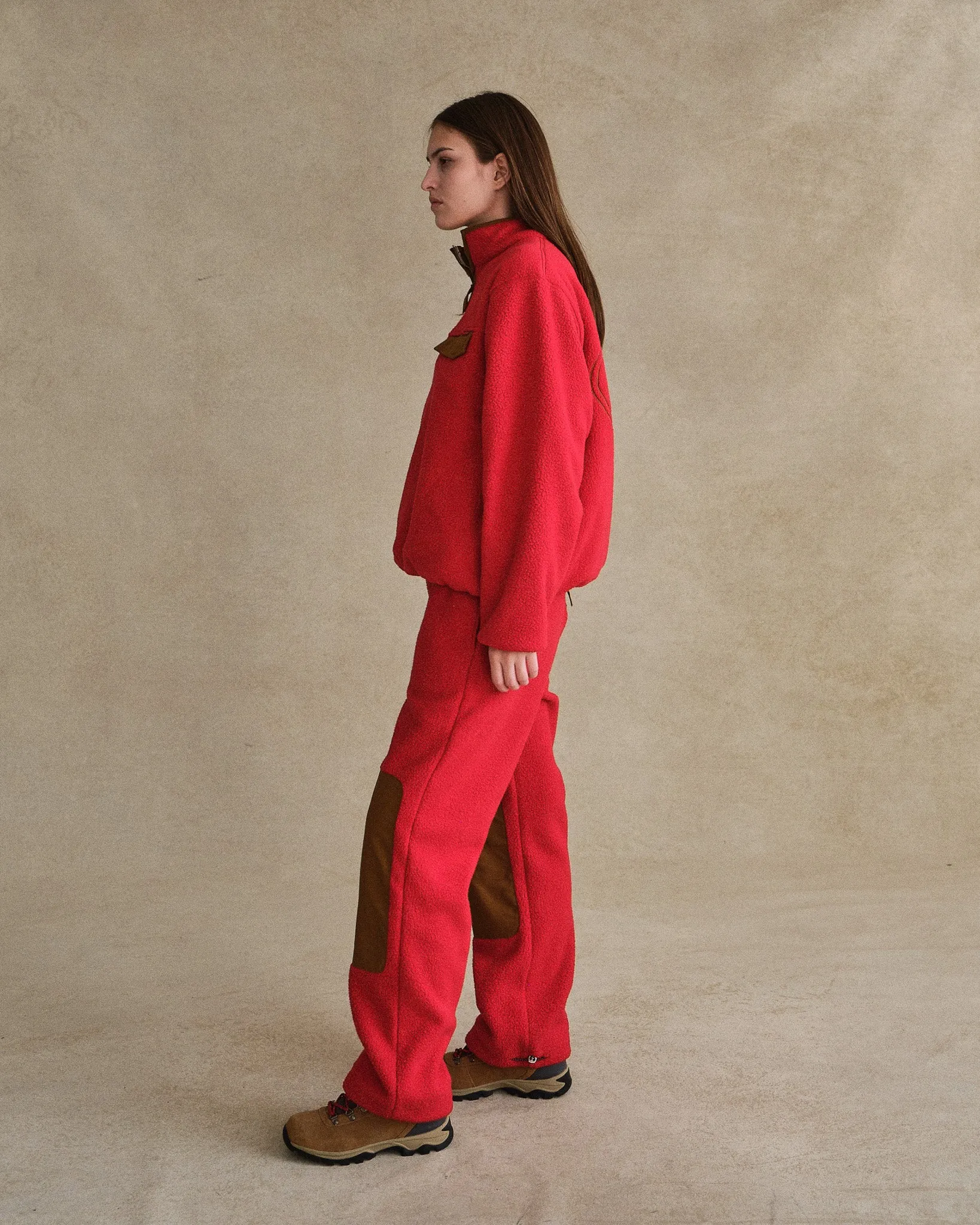 Quarter Zip Sherpa Pullover (Red)