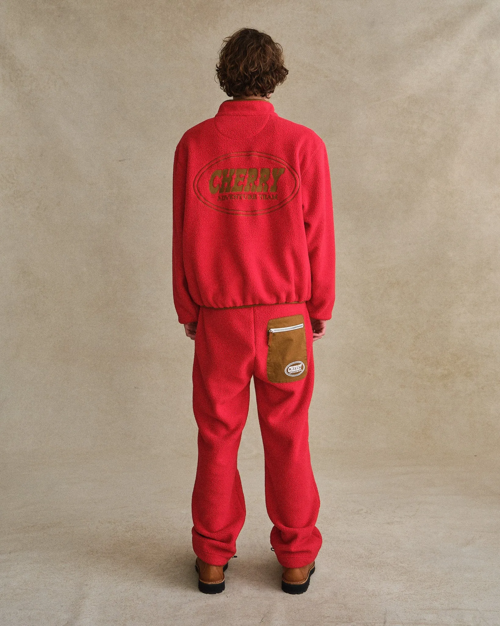 Quarter Zip Sherpa Pullover (Red)