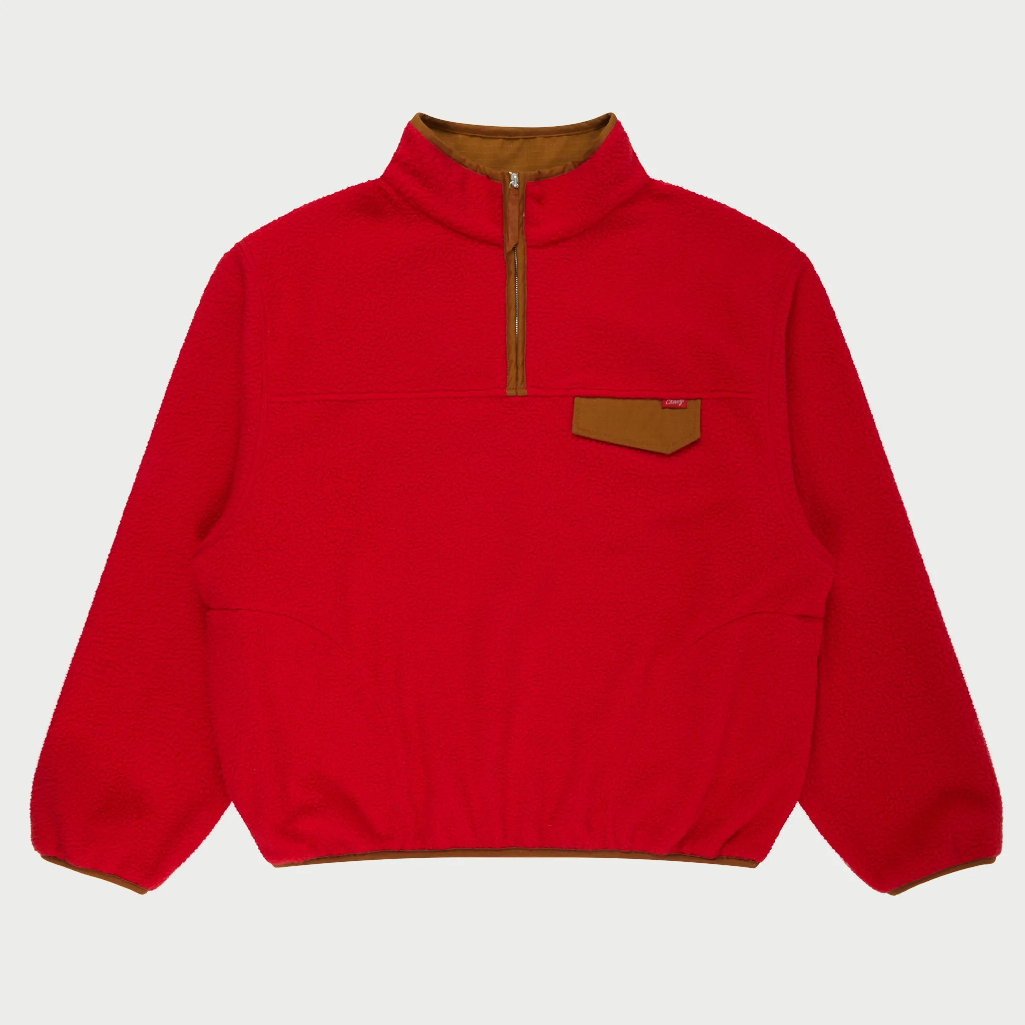 Quarter Zip Sherpa Pullover (Red)