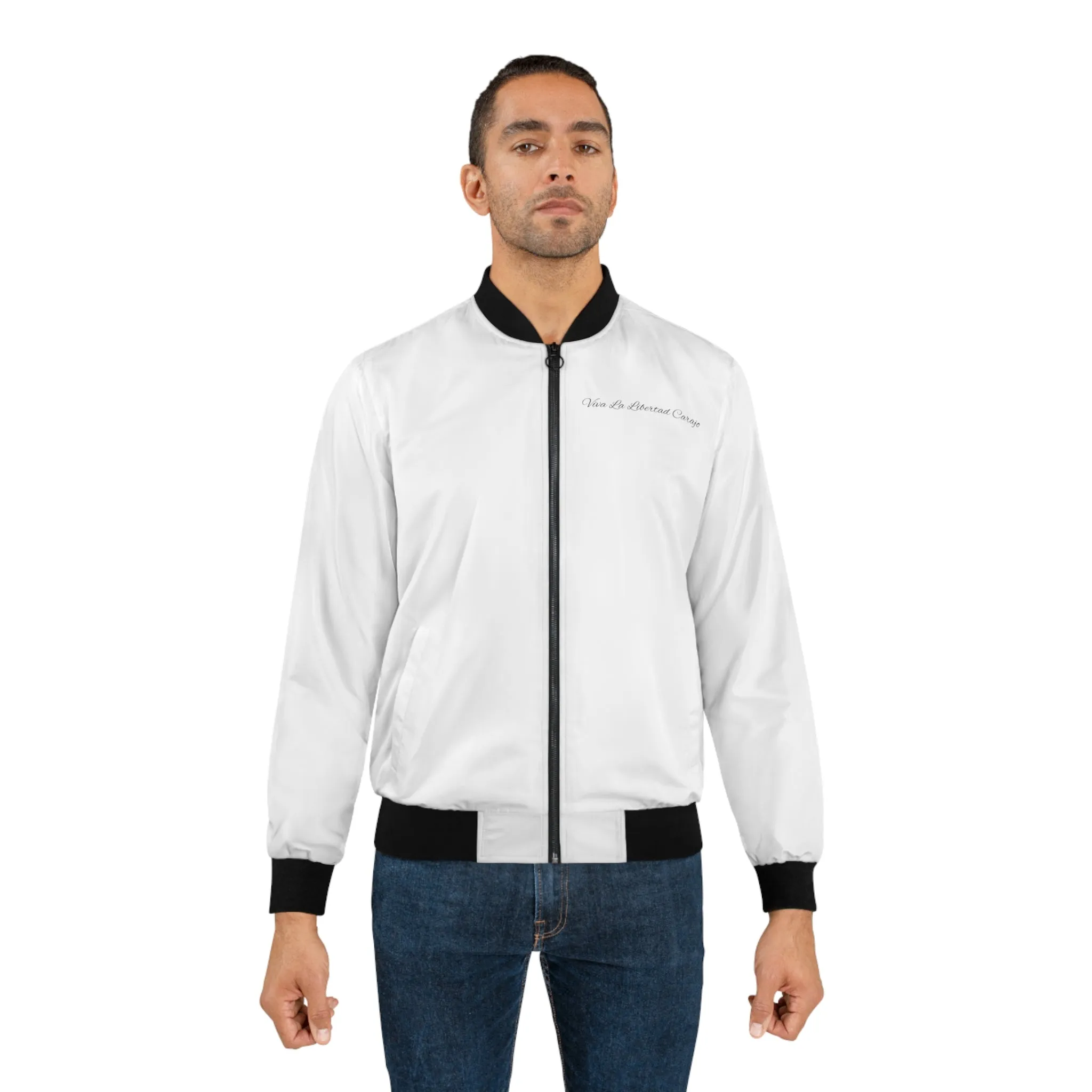 "Viva La Libertad Carajo" Javier Milei White Bomber Tribute Jacket