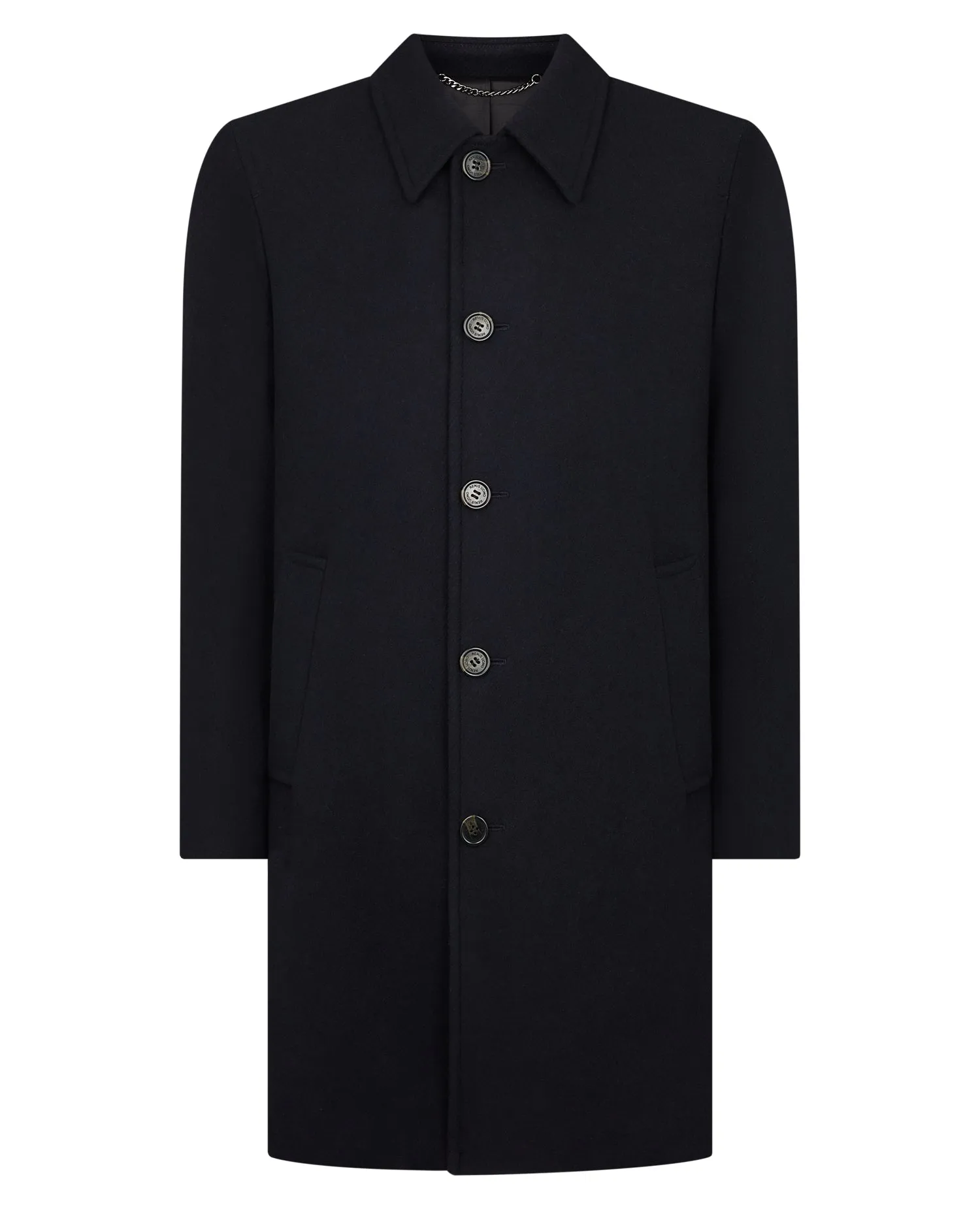 Remus Uomo Aiden Tailored Wool Coat - Navy