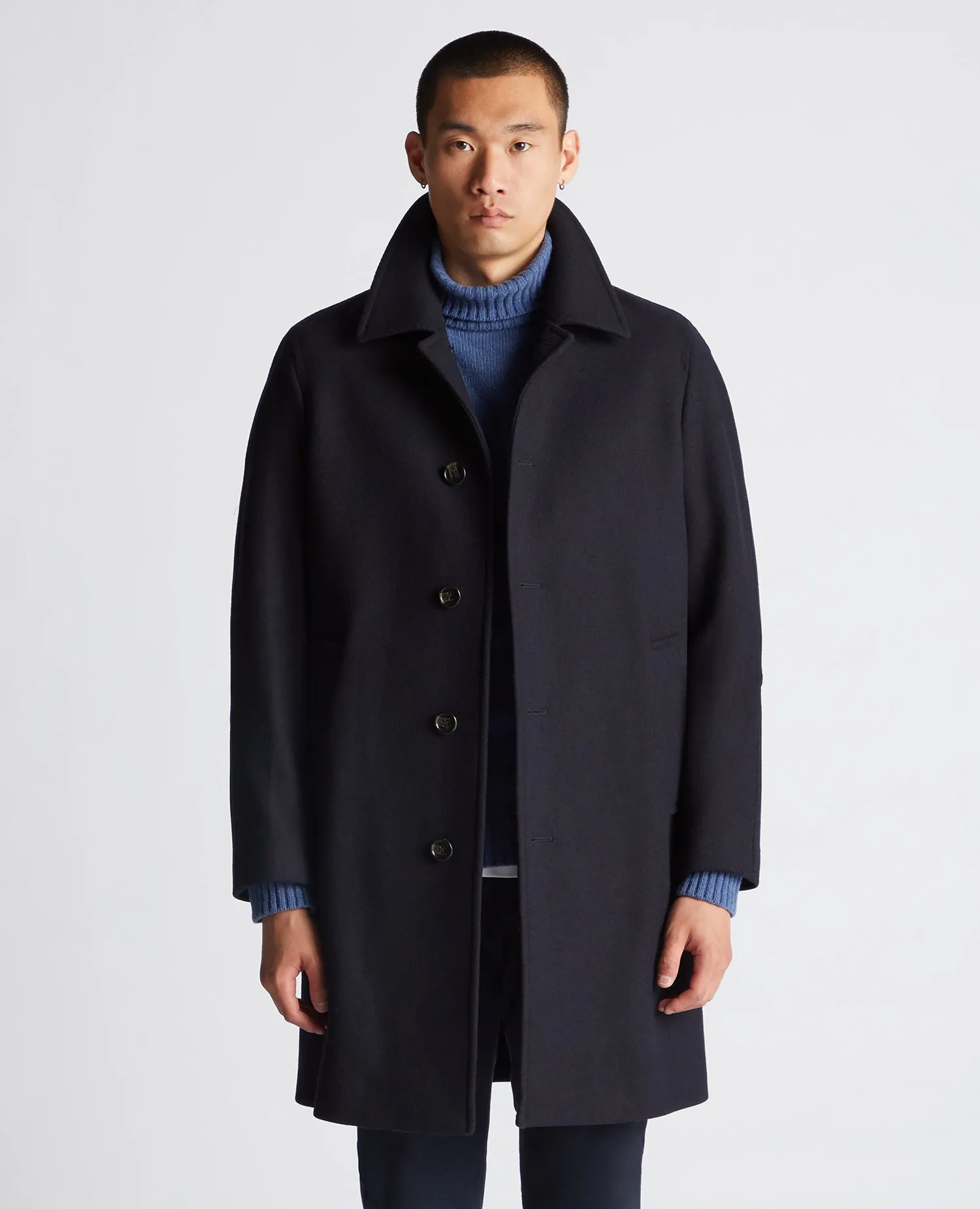 Remus Uomo Aiden Tailored Wool Coat - Navy