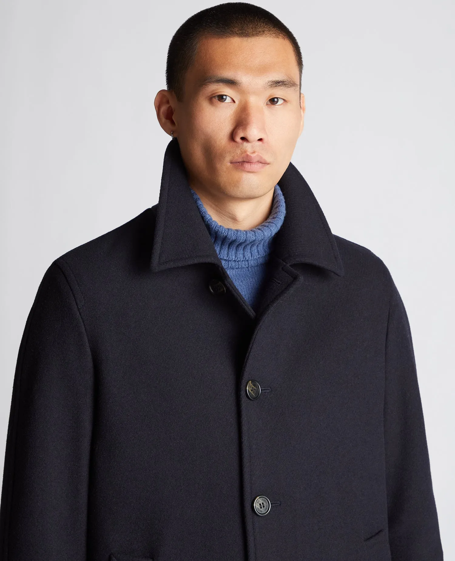 Remus Uomo Aiden Tailored Wool Coat - Navy