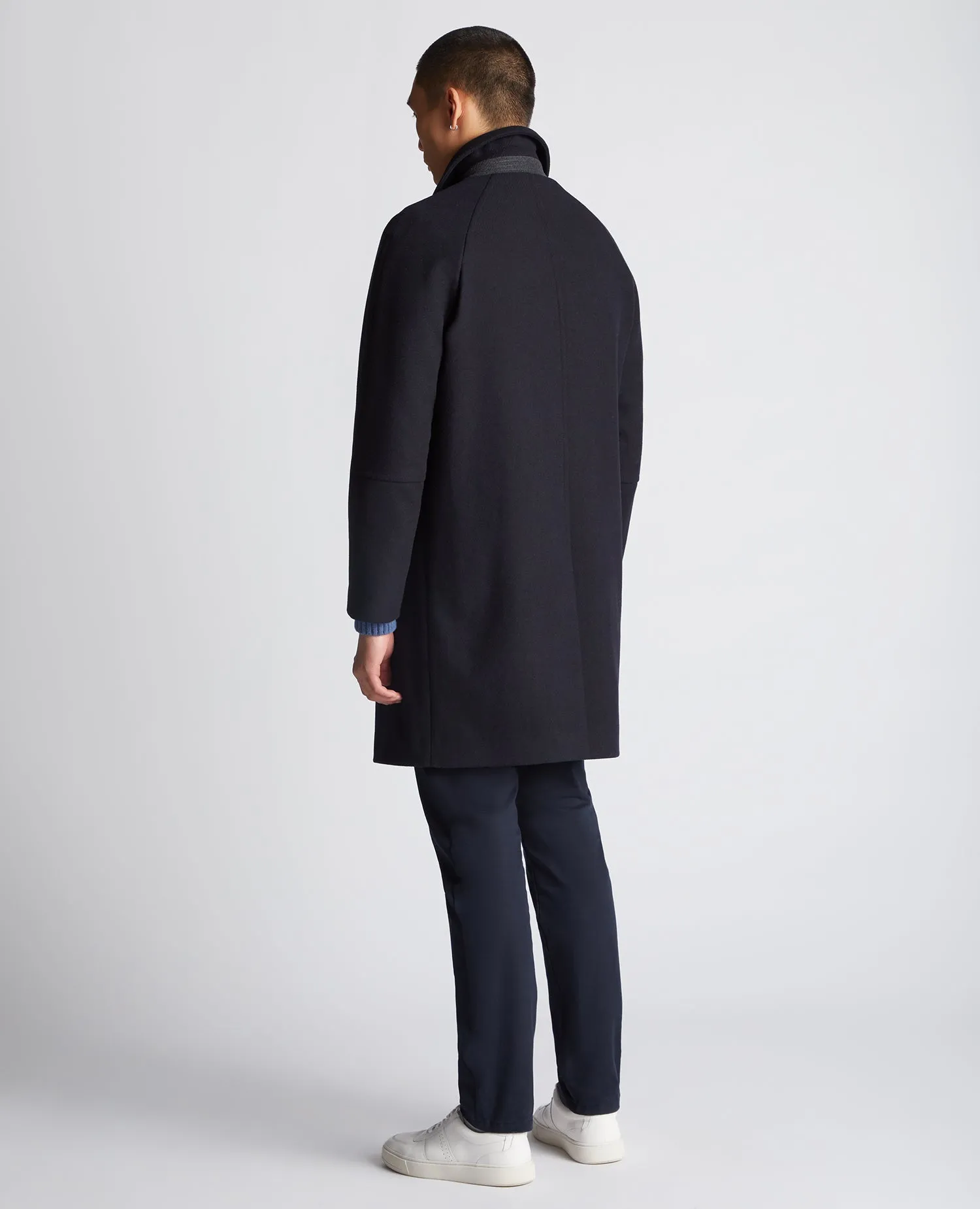 Remus Uomo Aiden Tailored Wool Coat - Navy