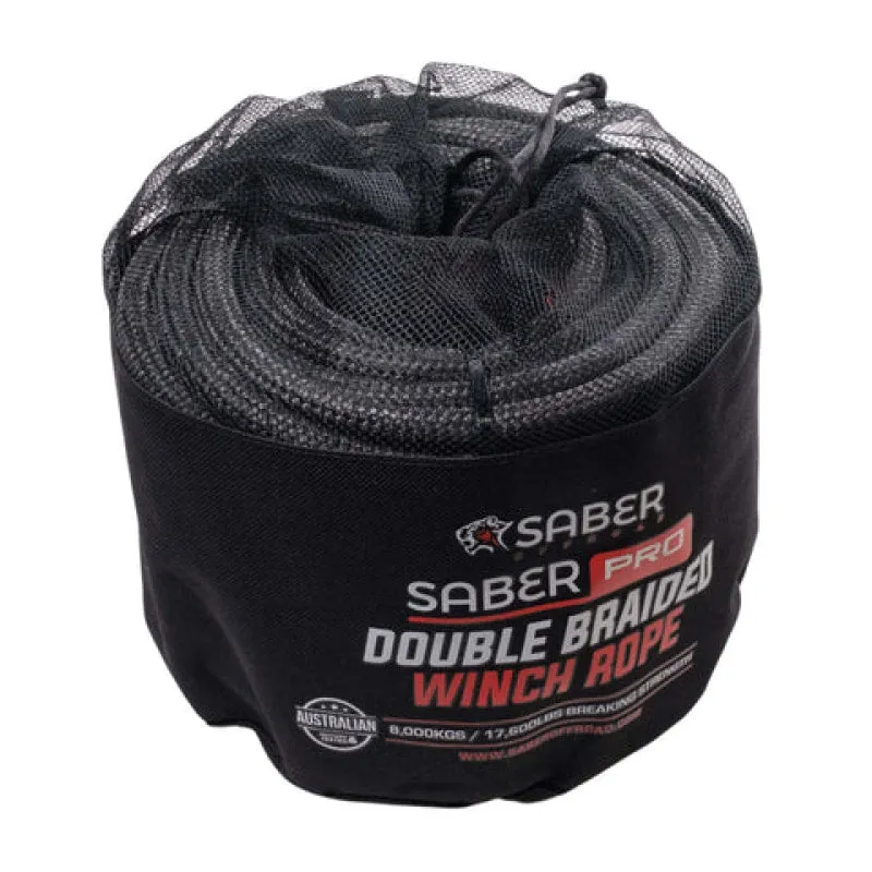 Saber Offroad 30M SaberPro Double Braided Winch Rope | Black