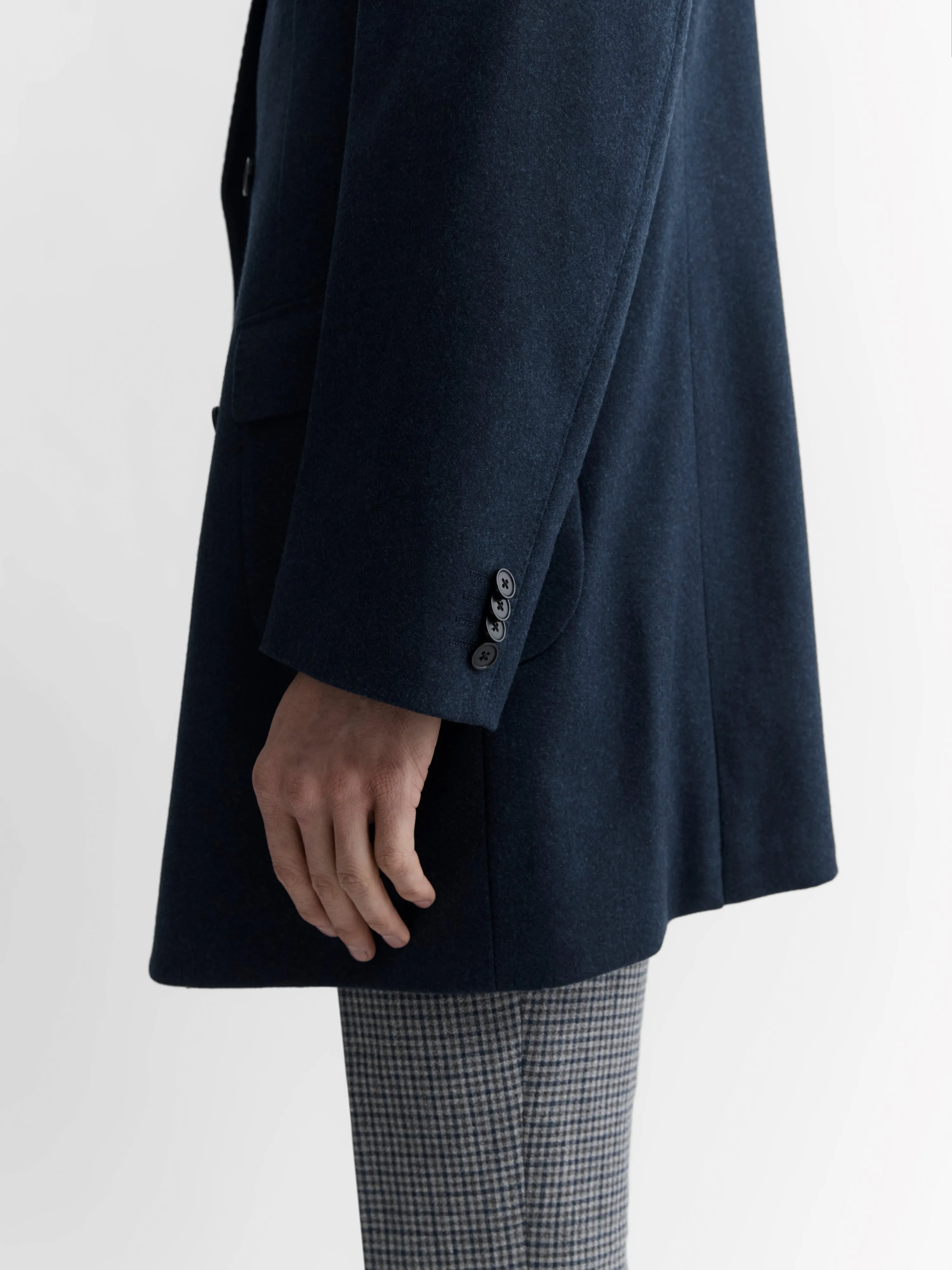 Seymour Slim Fit Overcoat in Blue Wool