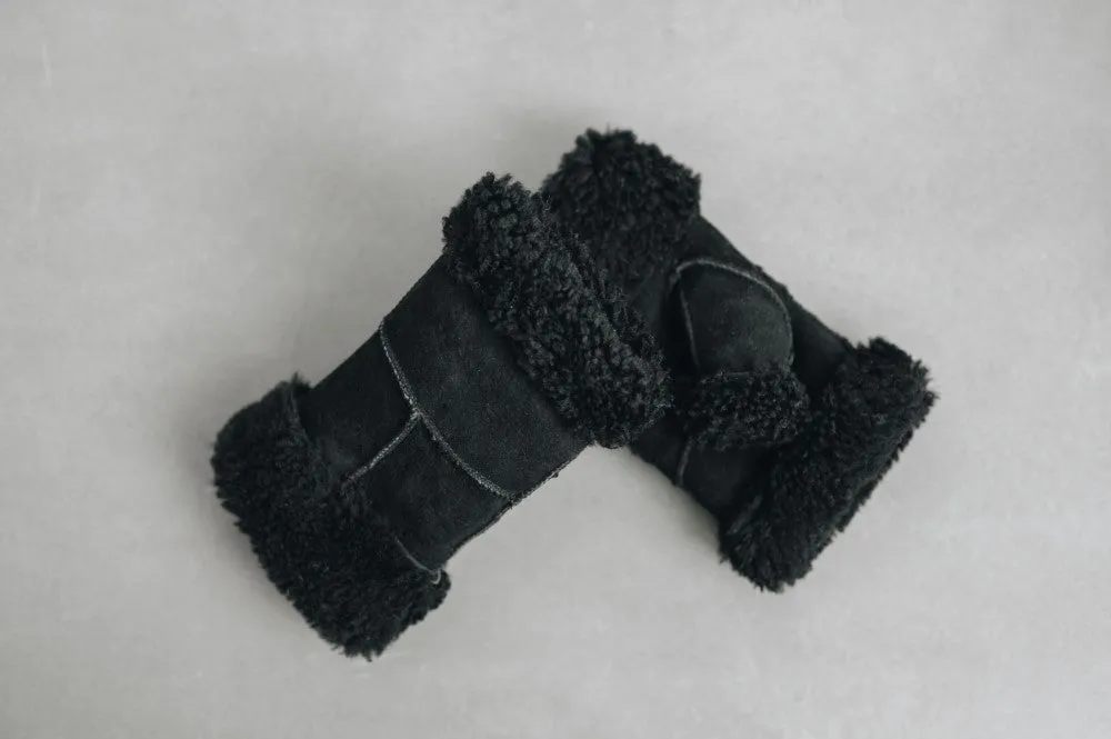 Sheepskin Fingerless Mittens