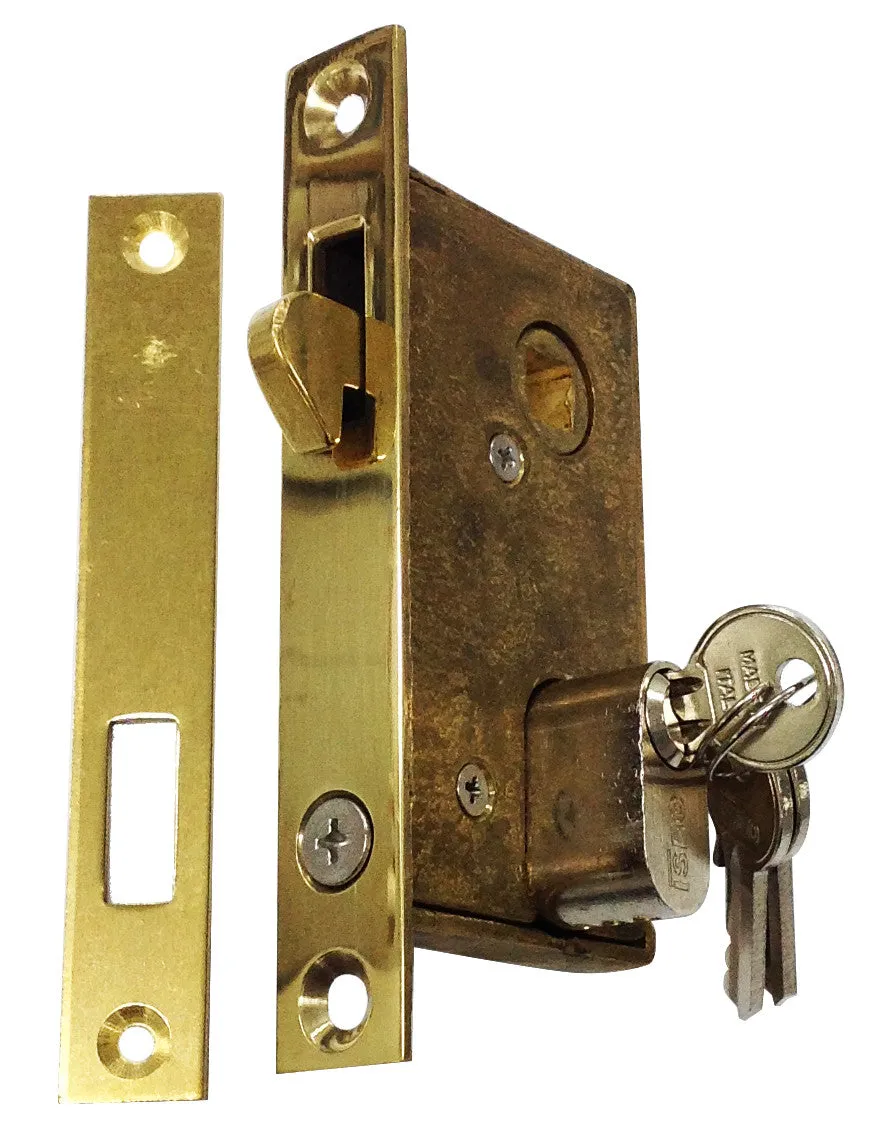 SLIDING DOOR MORTICE LOCK BRASS