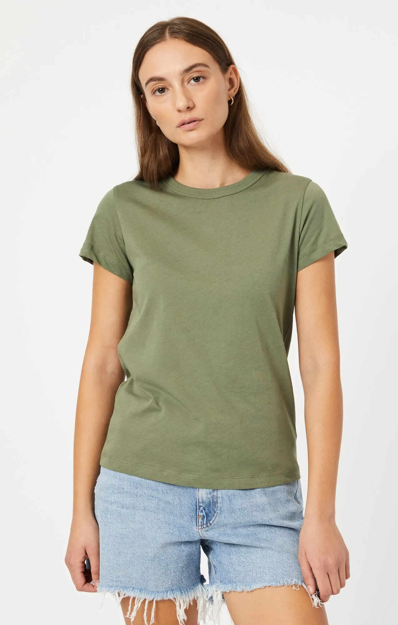 SLIM CREW NECK T-SHIRT IN DEEP LICHEN GREEN