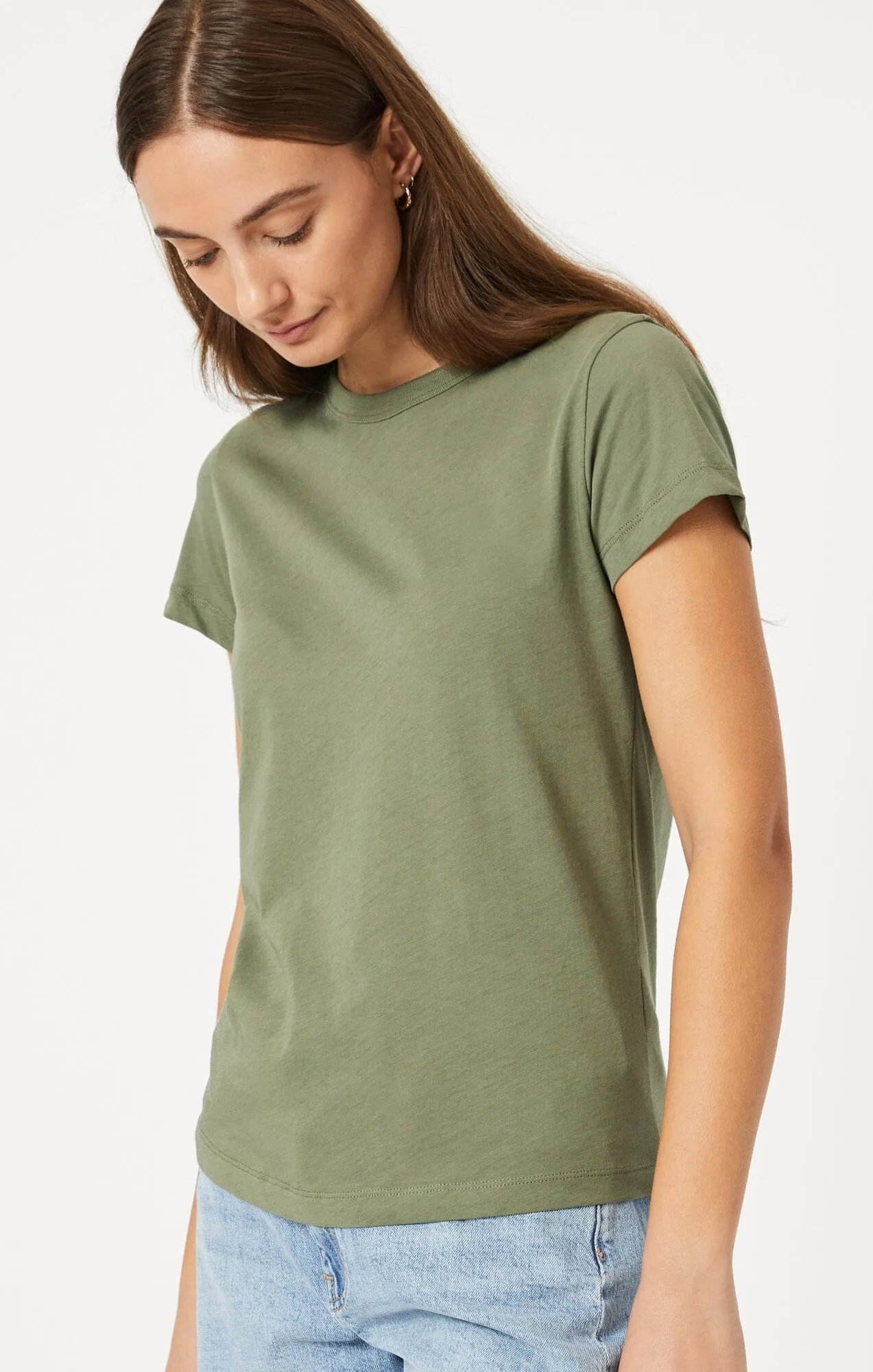 SLIM CREW NECK T-SHIRT IN DEEP LICHEN GREEN