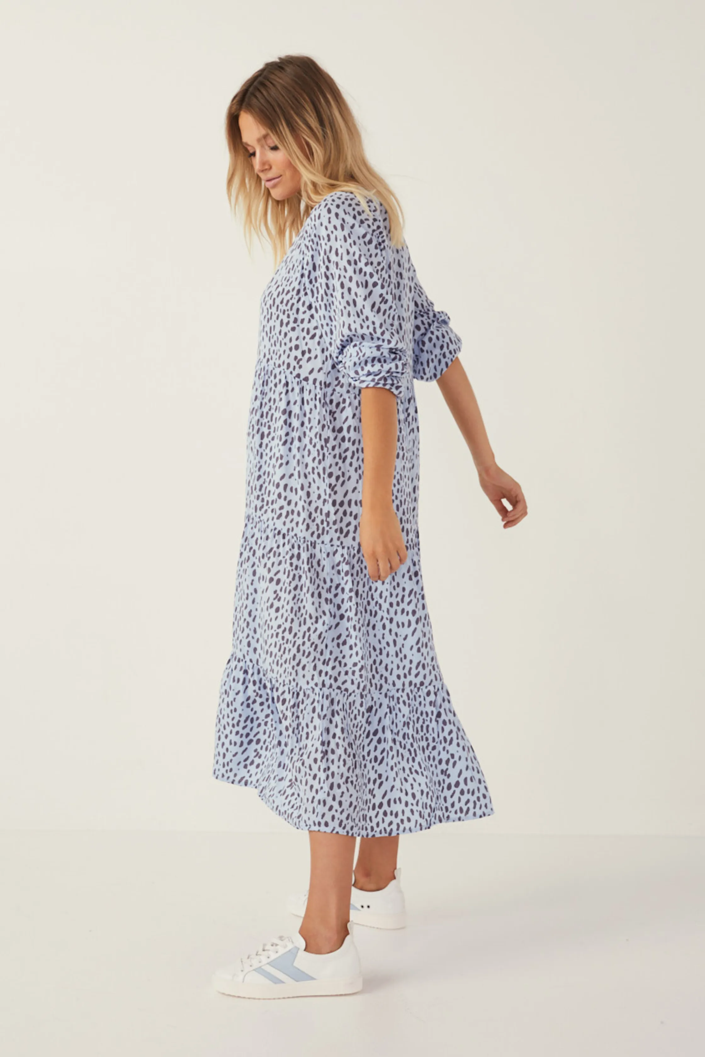 SOPHIE MIDI DRESS – Blue Leopard
