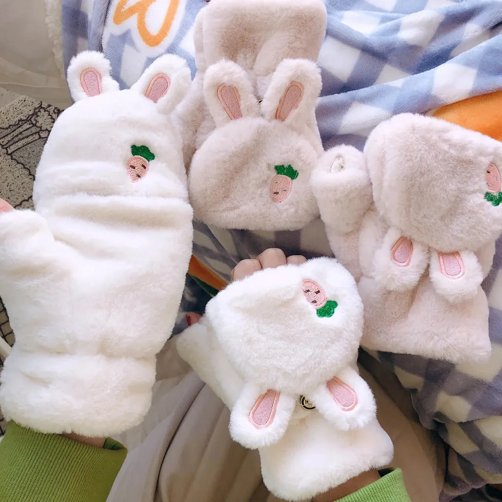 Strawbunny Plush Mittens