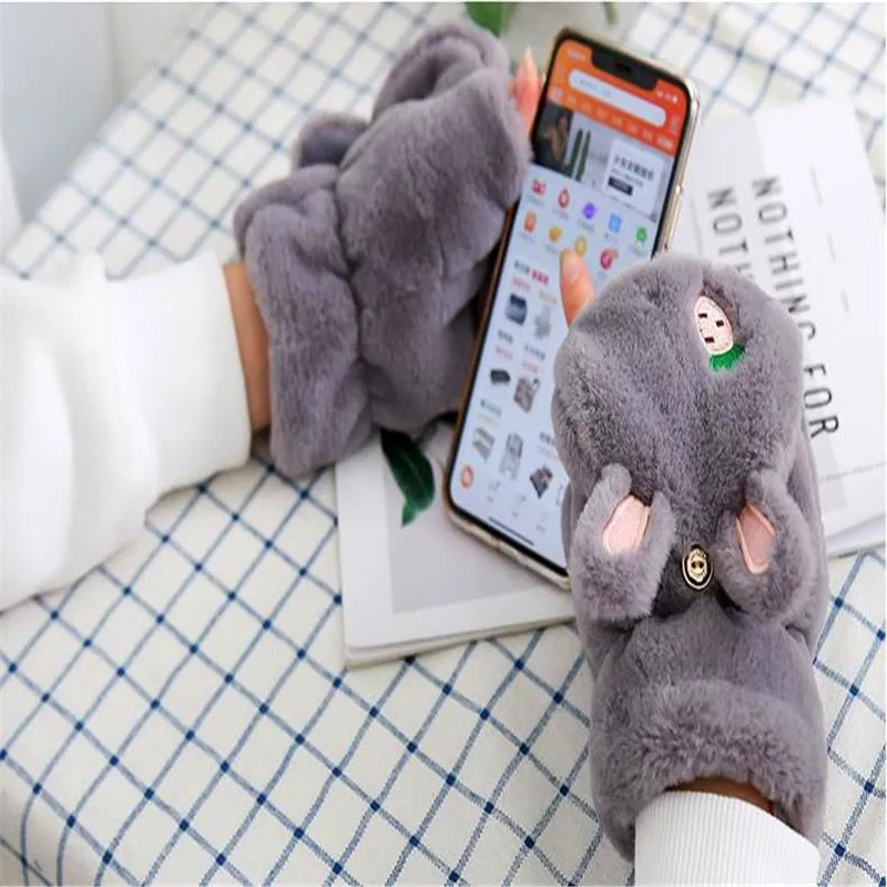 Strawbunny Plush Mittens