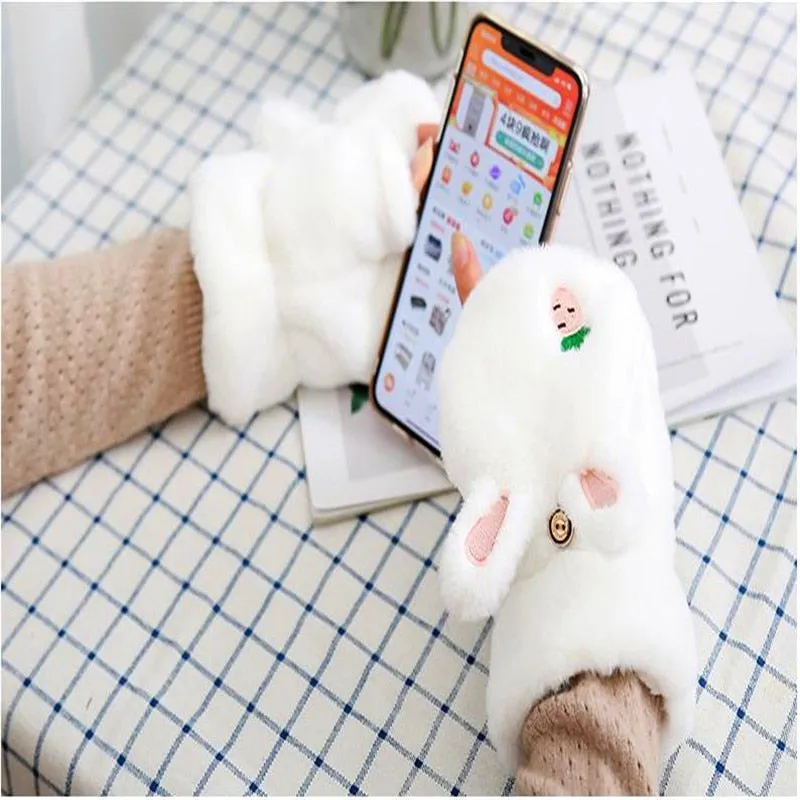 Strawbunny Plush Mittens