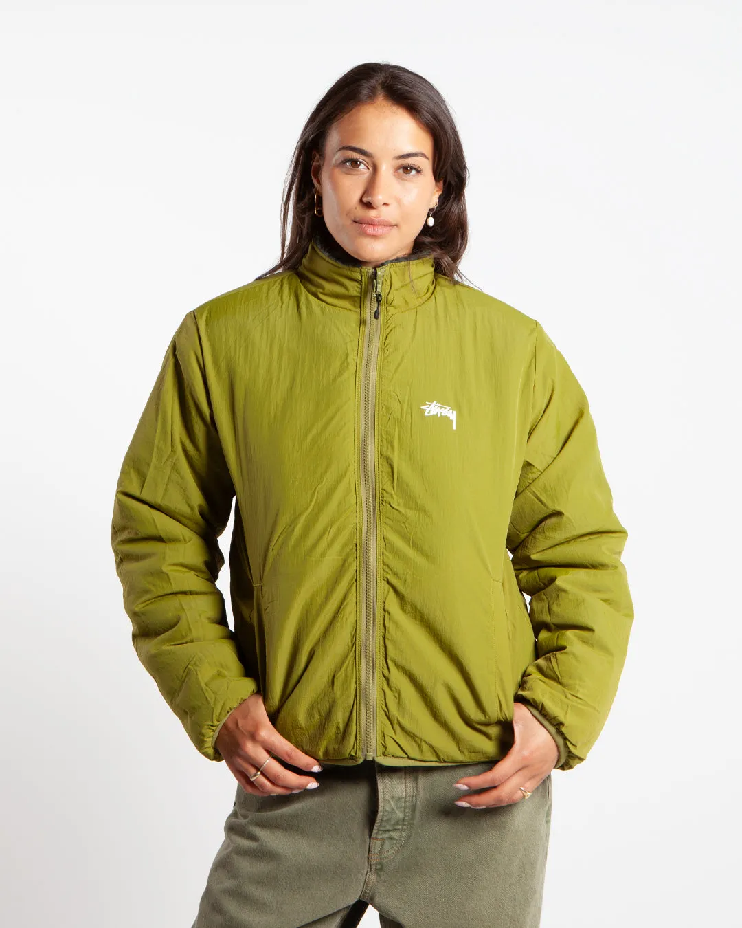 Stüssy Sherpa Reversible Jacket Dark Green