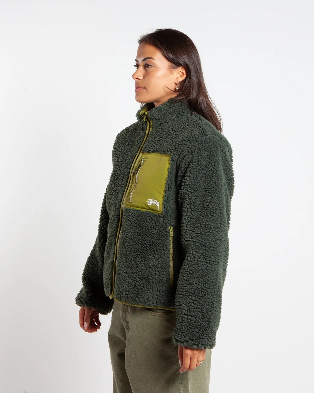 Stüssy Sherpa Reversible Jacket Dark Green