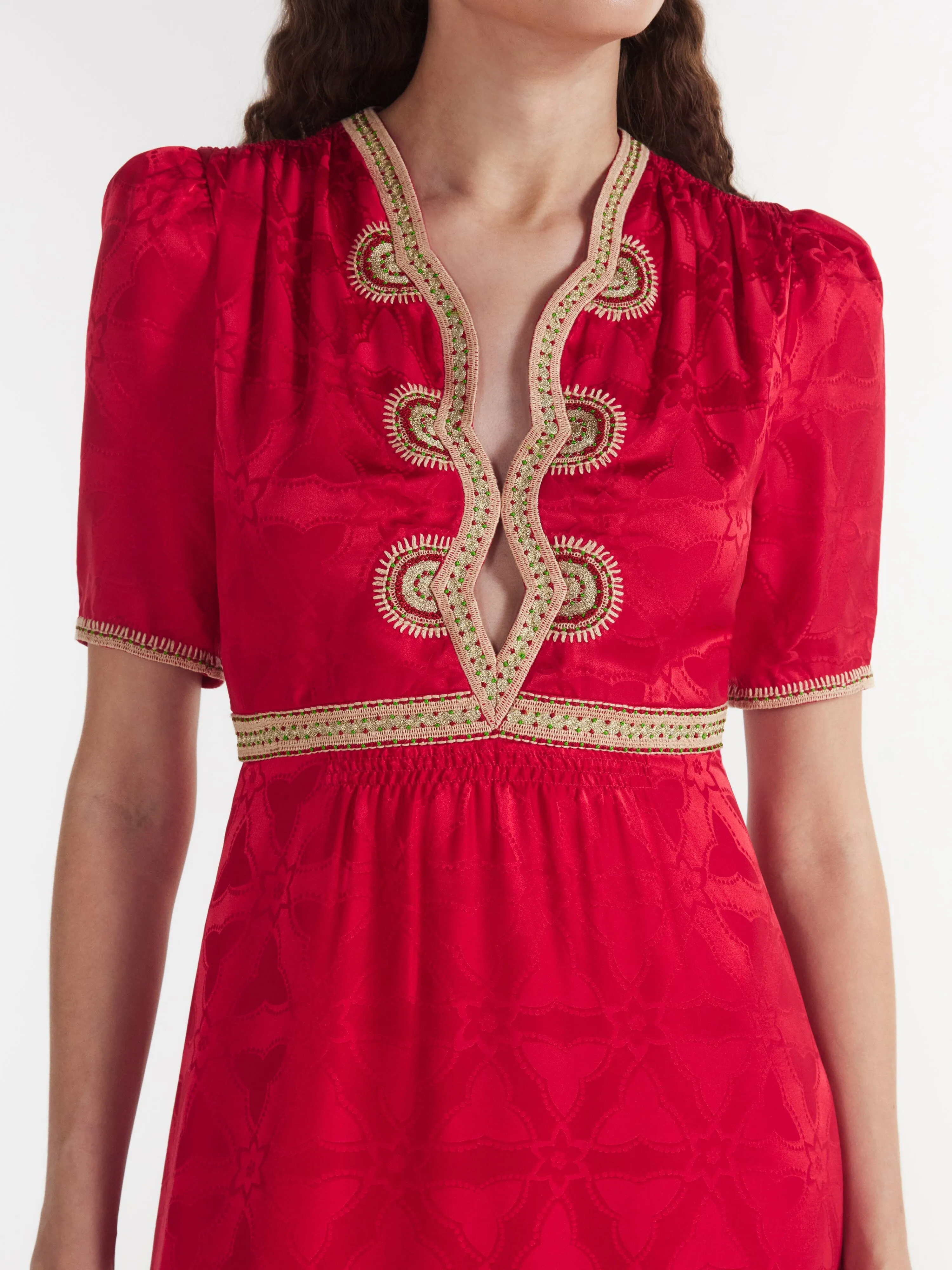 Tabitha C Dress in Scarlet Ornate Embroidery