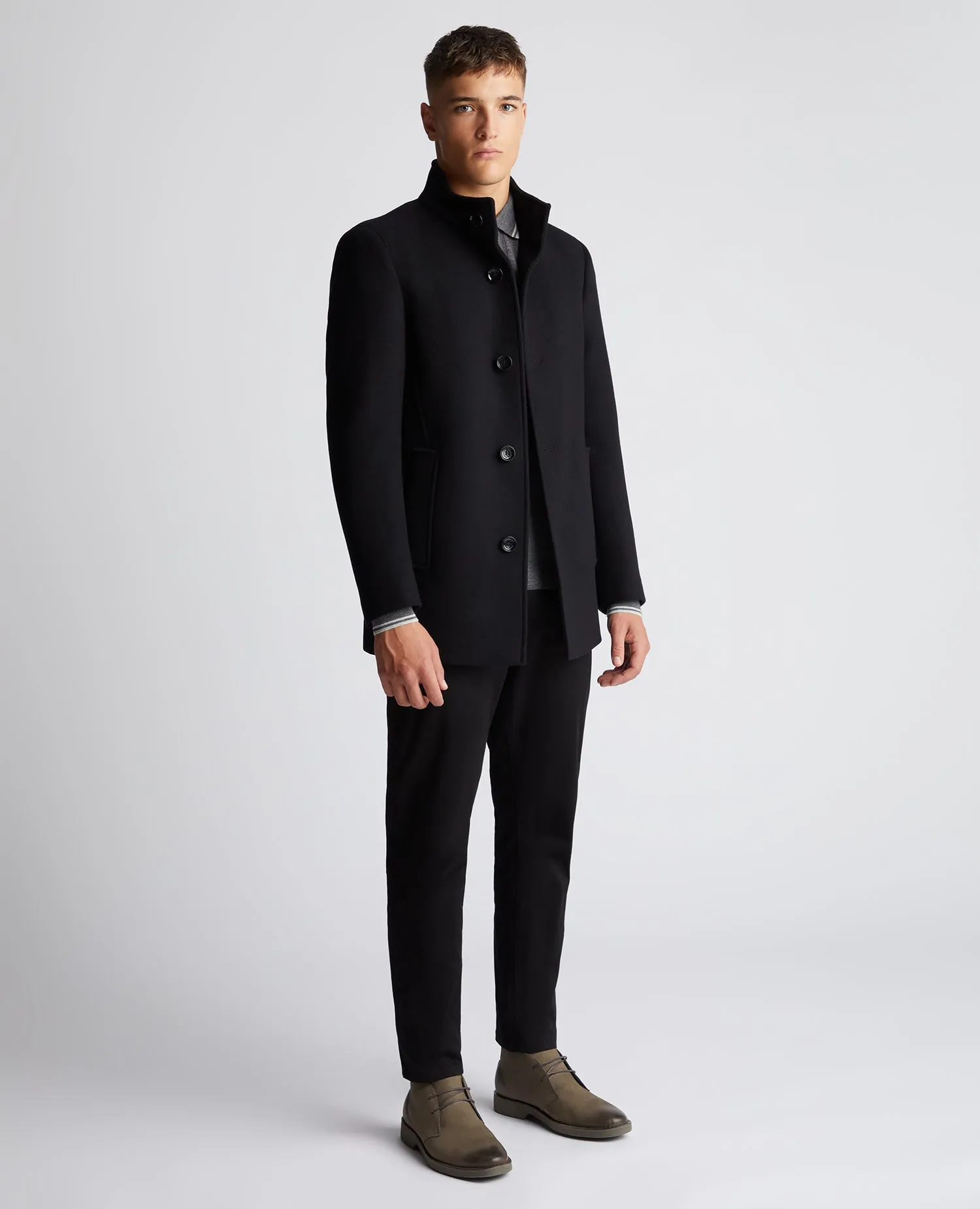 Tapered Fit Wool-Mix Tailored Coat