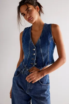 Tate Denim Vest-DK Indigo