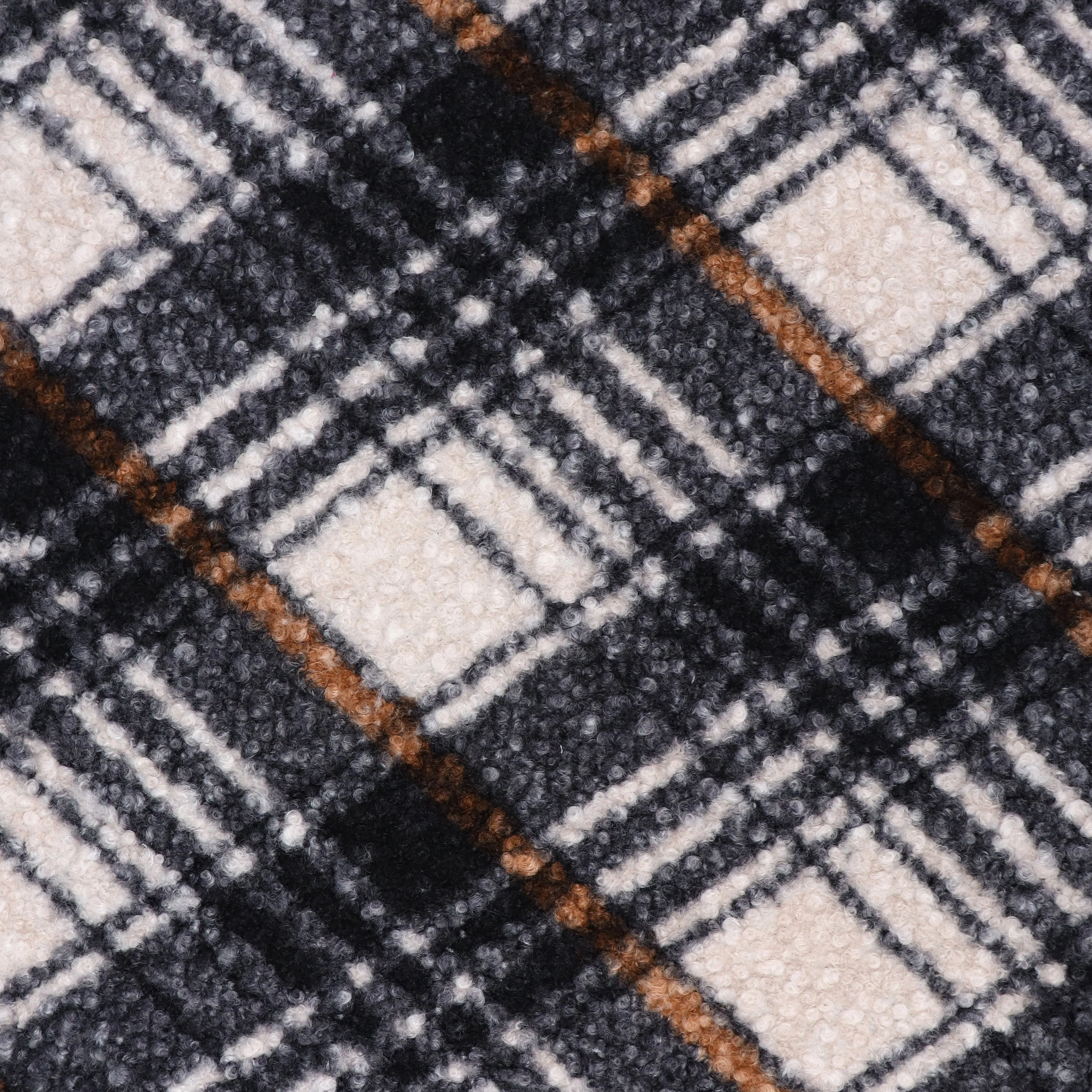 Teddy Sherpa Fleece Coating  - Diamond Check