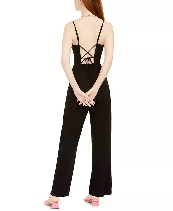 Teeze Me Women's Juniors' Lace-Back Jumpsuit Black Size 5