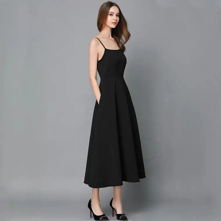 The Alex Sleeveless Midi Black Dress