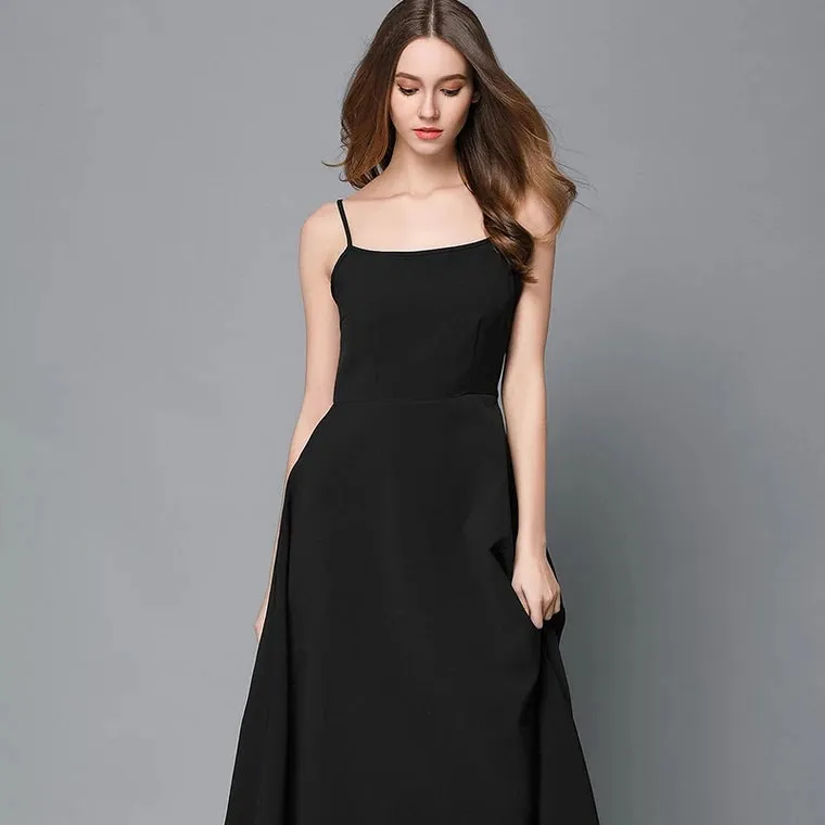 The Alex Sleeveless Midi Black Dress