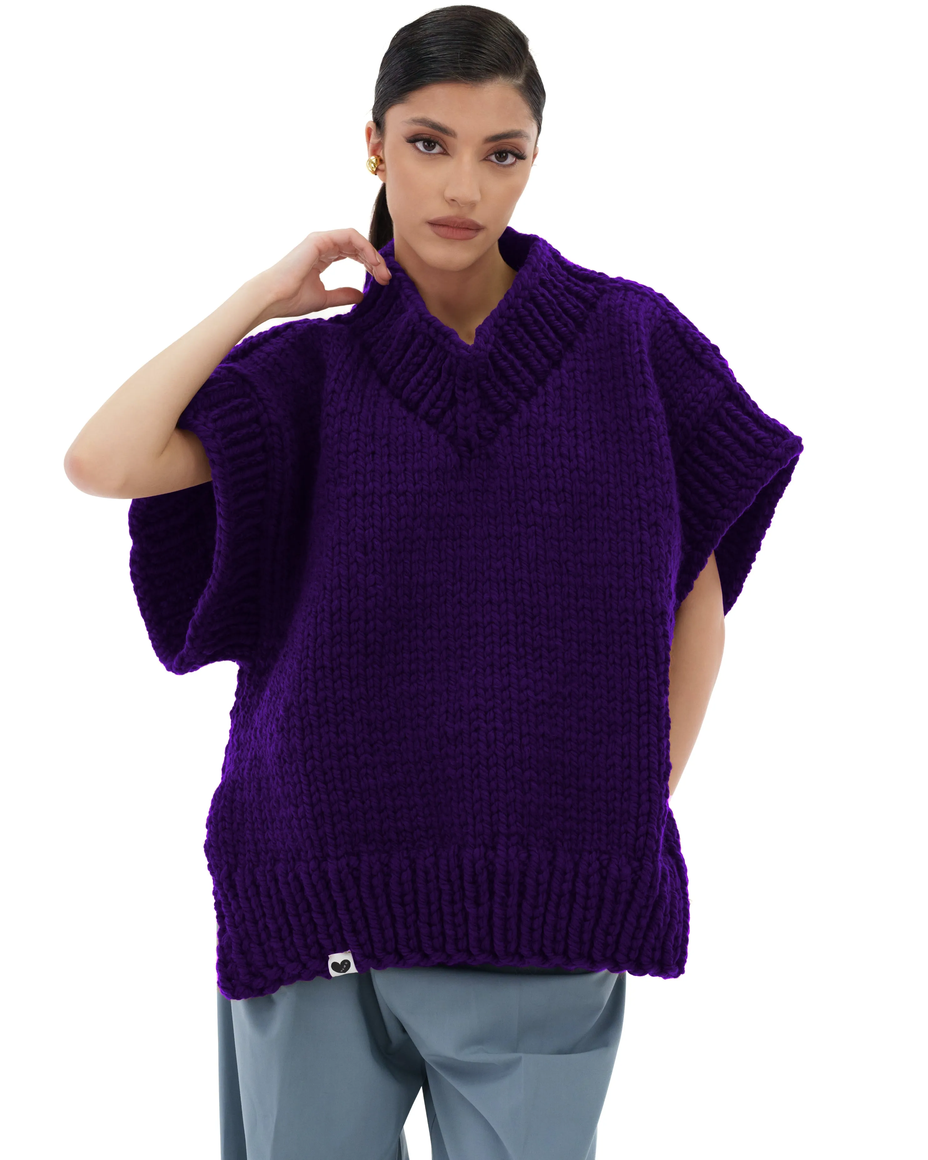 V-neck Poncho Sweater